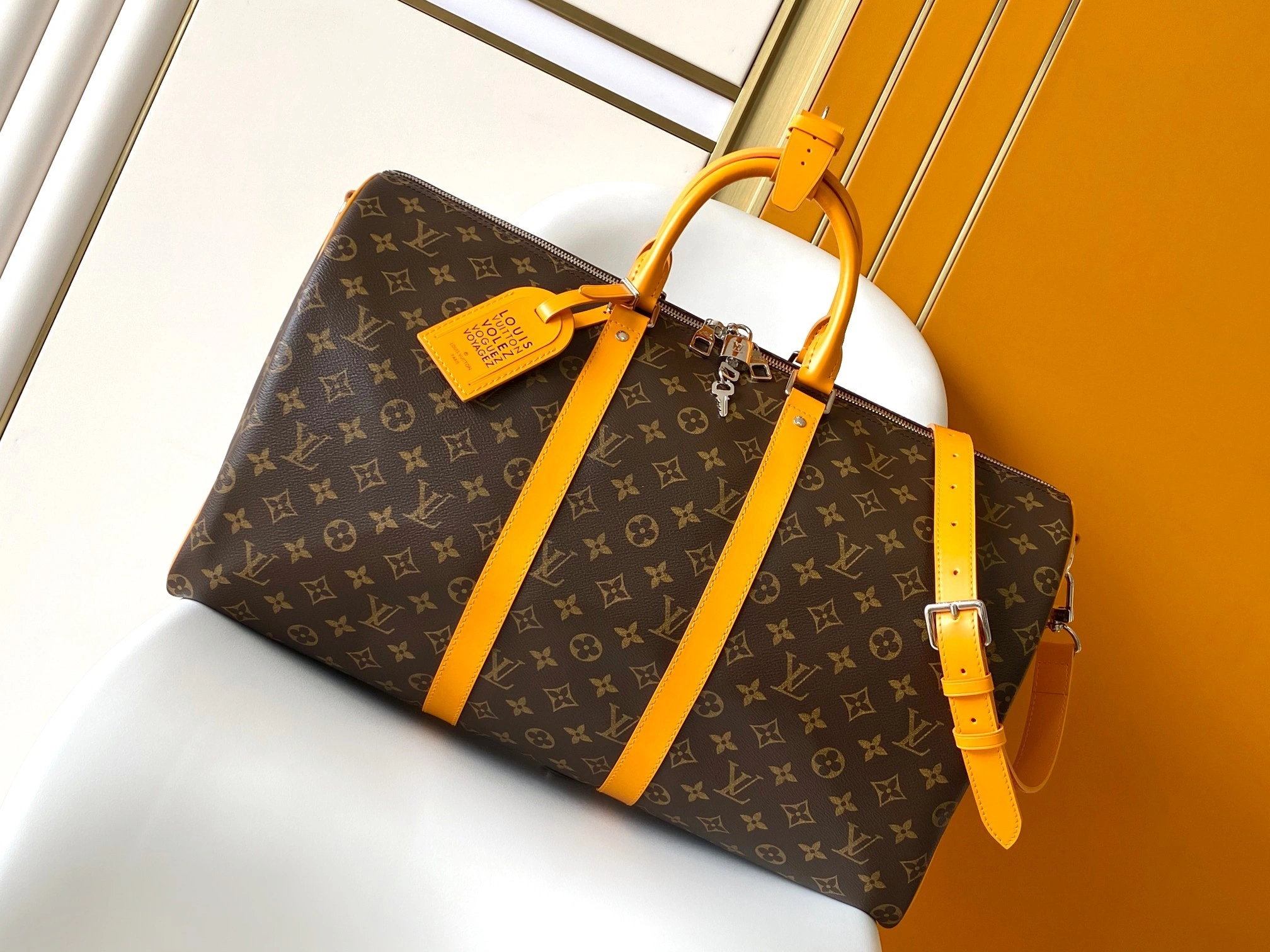 &MOMO ---8V M12634 high quality version Keepall Bandoulière 50 cowhide item:E-B000A1741
