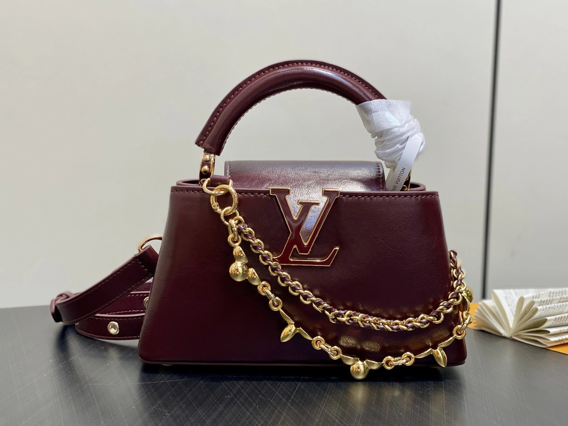 MOMO-- 8V M25473 high quality version Capucines East-West waxed skin item:E-B000K1812