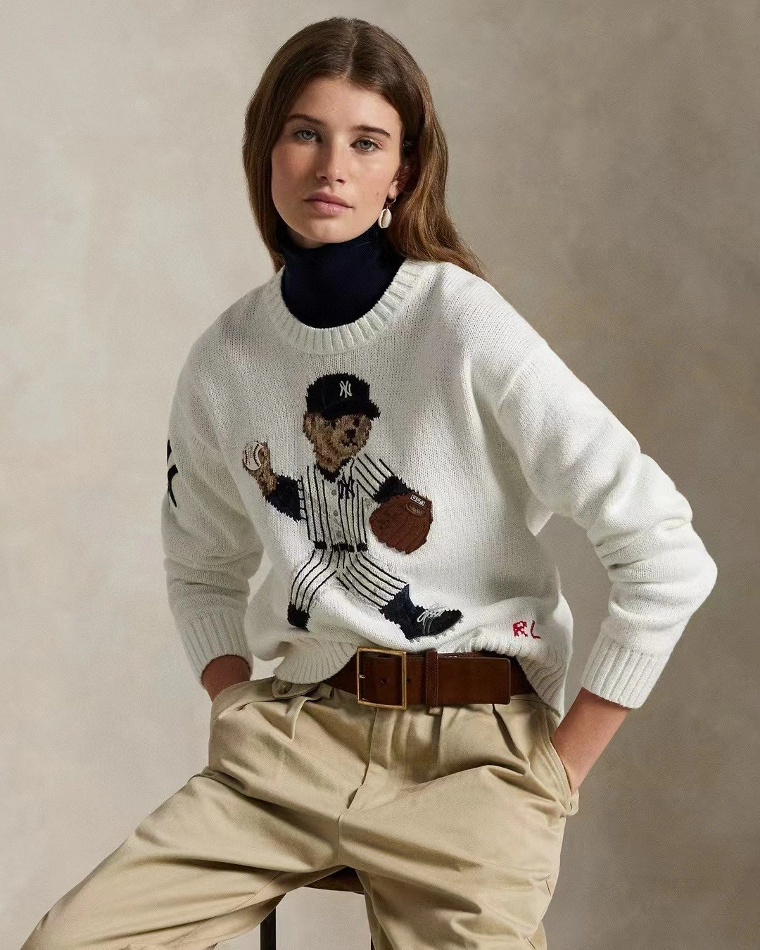 Victoria- R18ph POLO Bear Baseball Wool Sweater – NY Yankees Edition embroidery item:E-F140I2723H