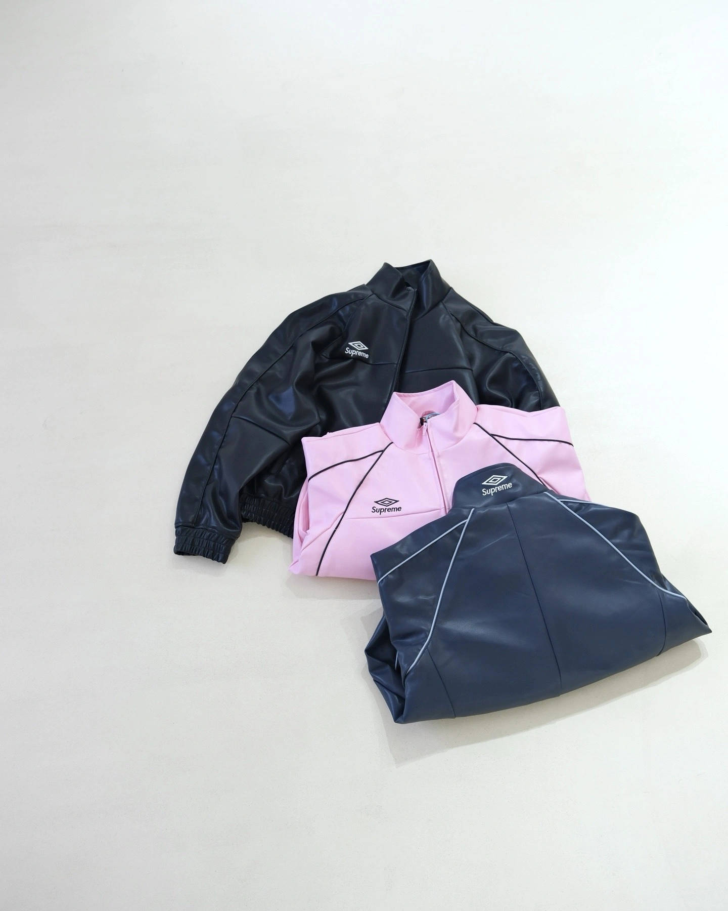 Gemini-- S575 Supreme Umbro FW25 WEEK4 Leather Track Jacket embroidery YKK 3colour item:E-F110K2112-3F