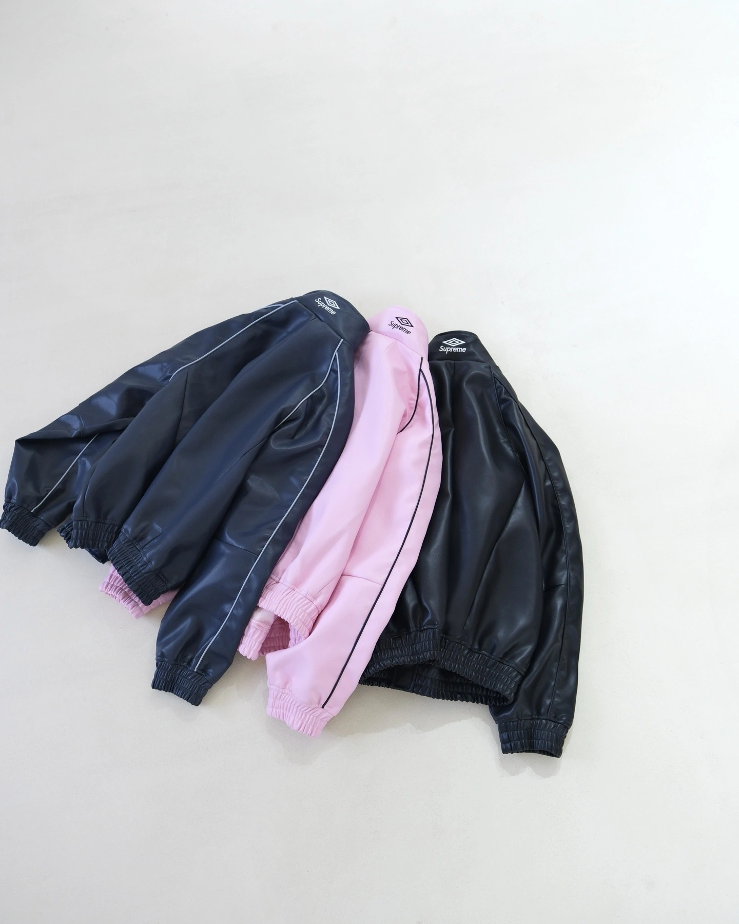 Gemini-- S575 Supreme Umbro FW25 WEEK4 Leather Track Jacket embroidery YKK 3colour item:E-F110K2112-3F