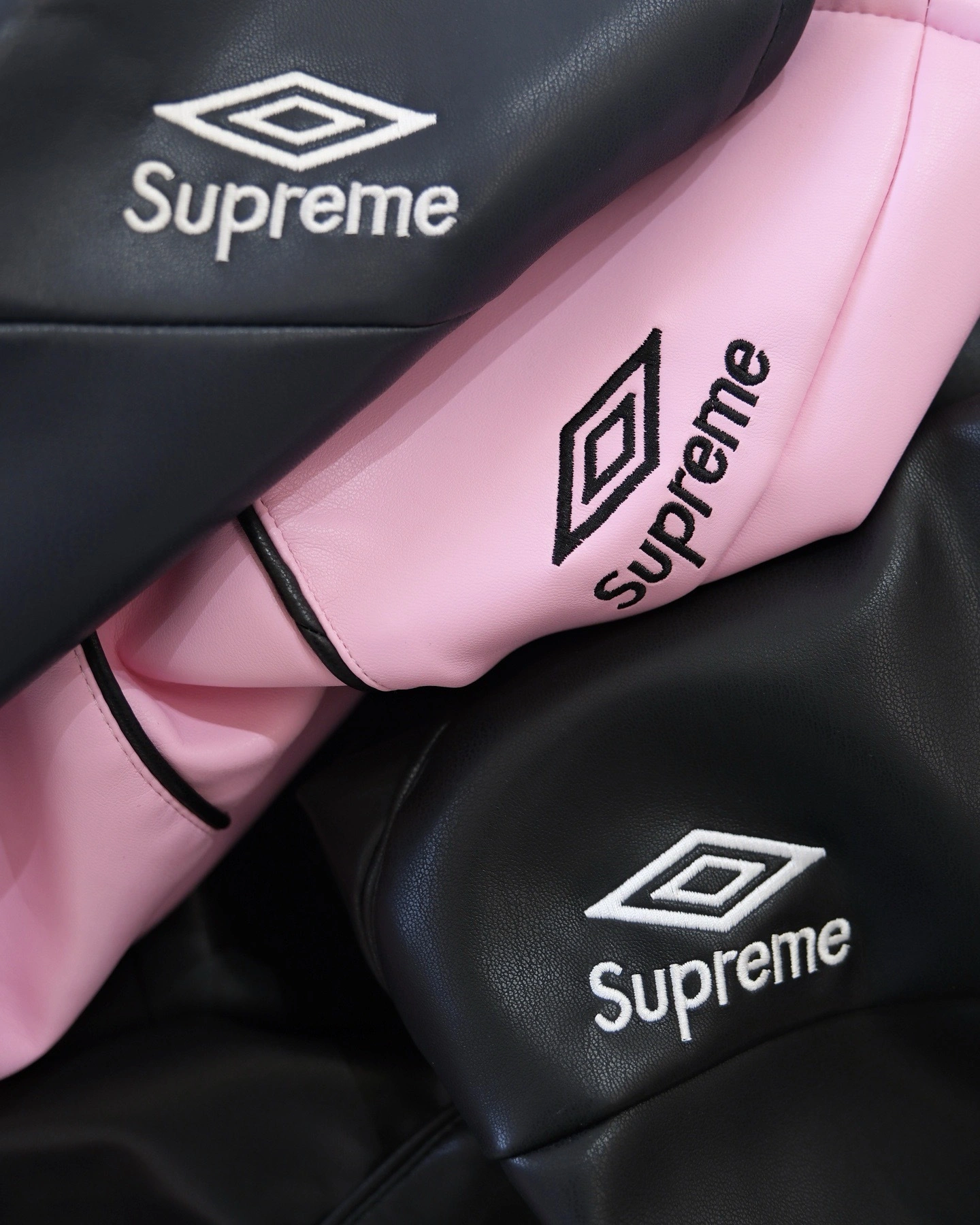 Gemini-- S575 Supreme Umbro FW25 WEEK4 Leather Track Jacket embroidery YKK 3colour item:E-F110K2112-3F