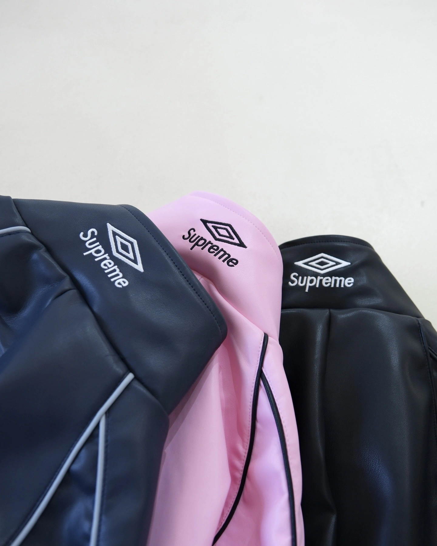 Gemini-- S575 Supreme Umbro FW25 WEEK4 Leather Track Jacket embroidery YKK 3colour item:E-F110K2112-3F