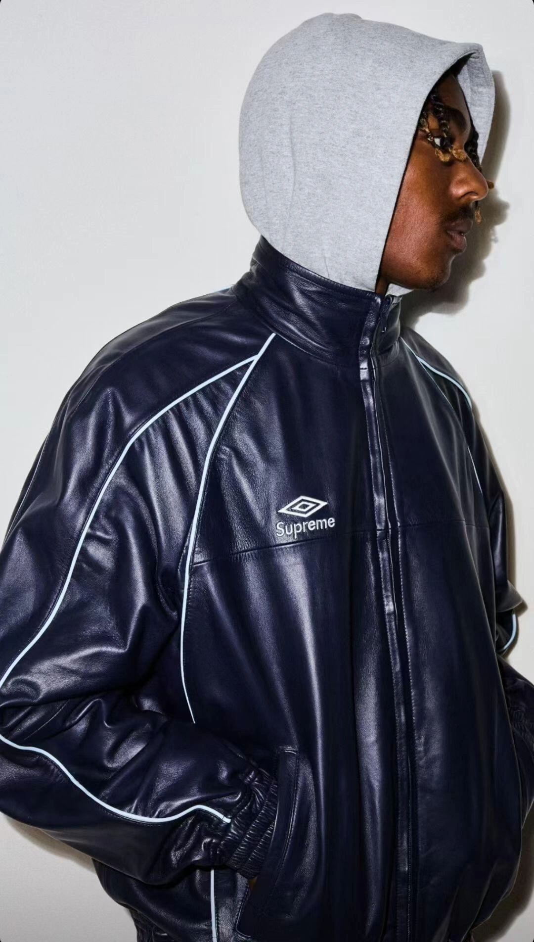 Gemini-- S575 Supreme Umbro FW25 WEEK4 Leather Track Jacket embroidery YKK 3colour item:E-F110K2112-3F