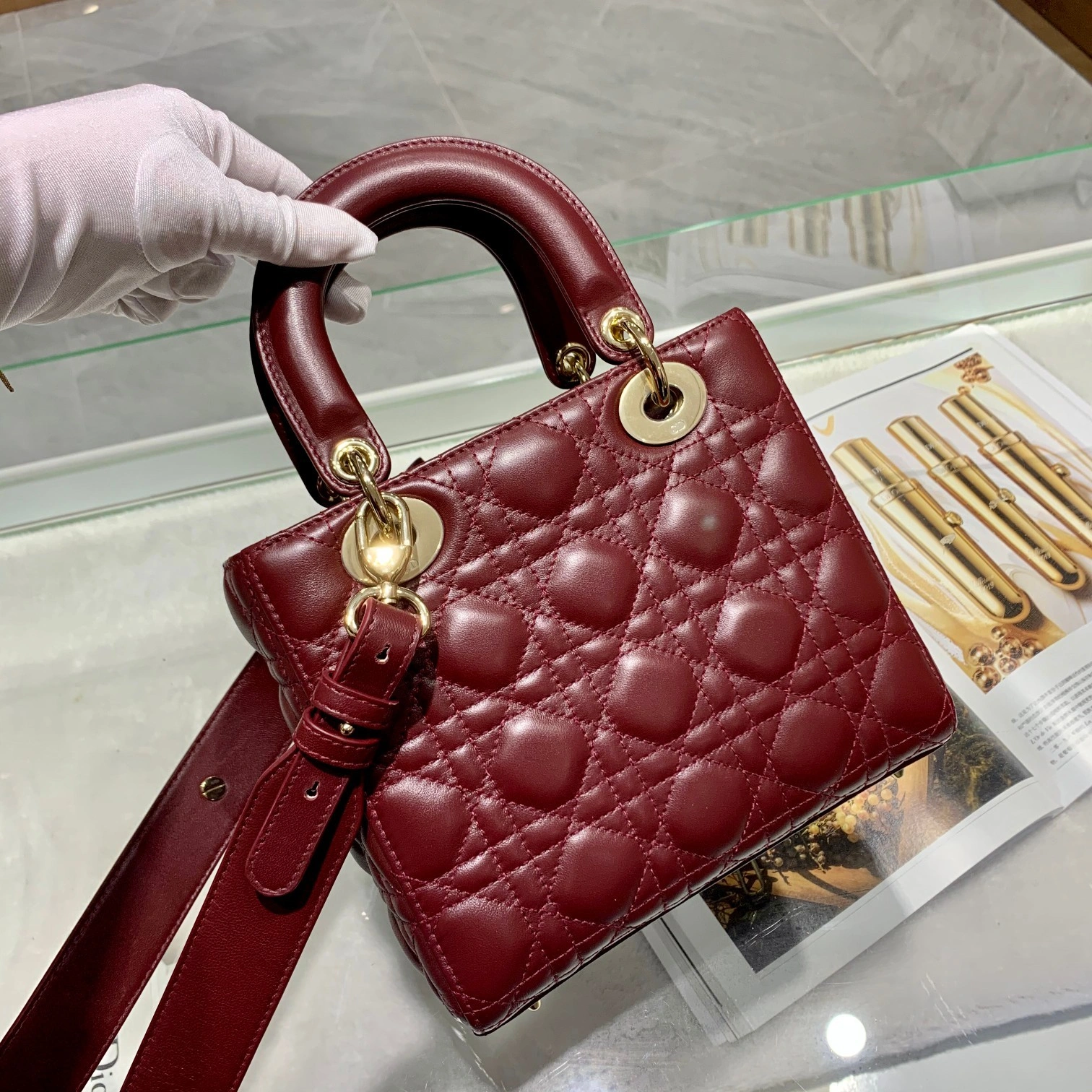 Custombag-- M0538OCEA-M56R Lady high quality version Bordeaux red Gold buckle item：C-B803D0743