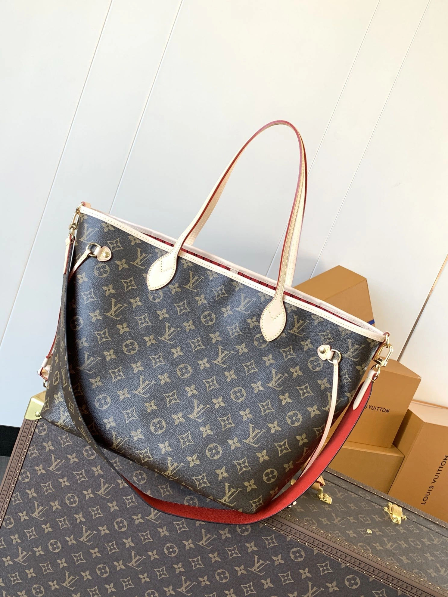 MOMO--8V M12096 high quality version Neverfull Bandoulière Inside Out cowhide item:F-B000A2113