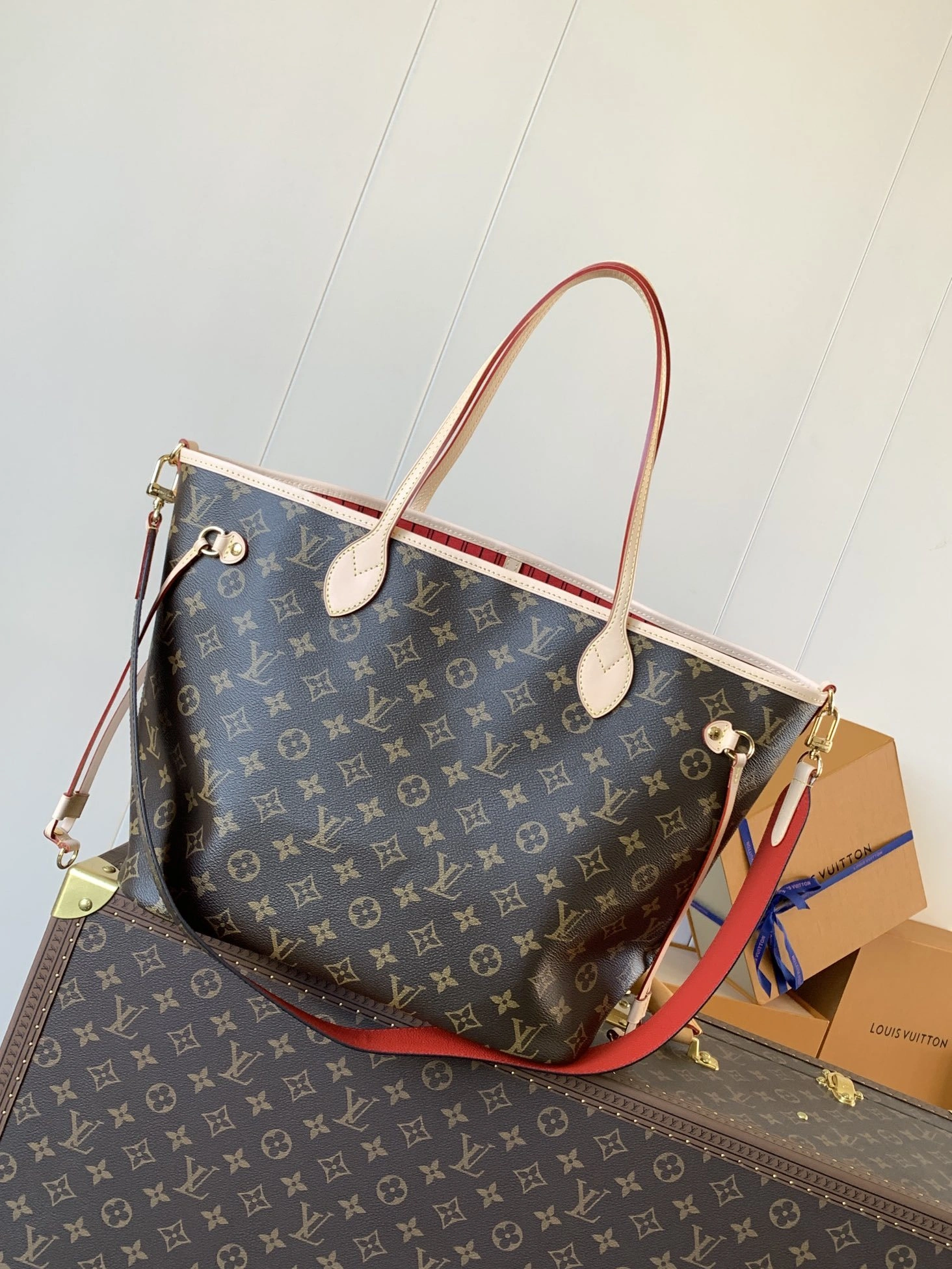 MOMO--8V M12096 high quality version Neverfull Bandoulière Inside Out cowhide item:F-B000A2113