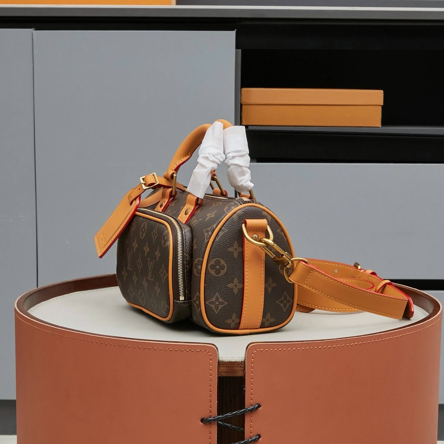 MOMO--8V M14981 high quality version Keepall 25 Cargo Monogram Archive cowhide item:F-B000B0256