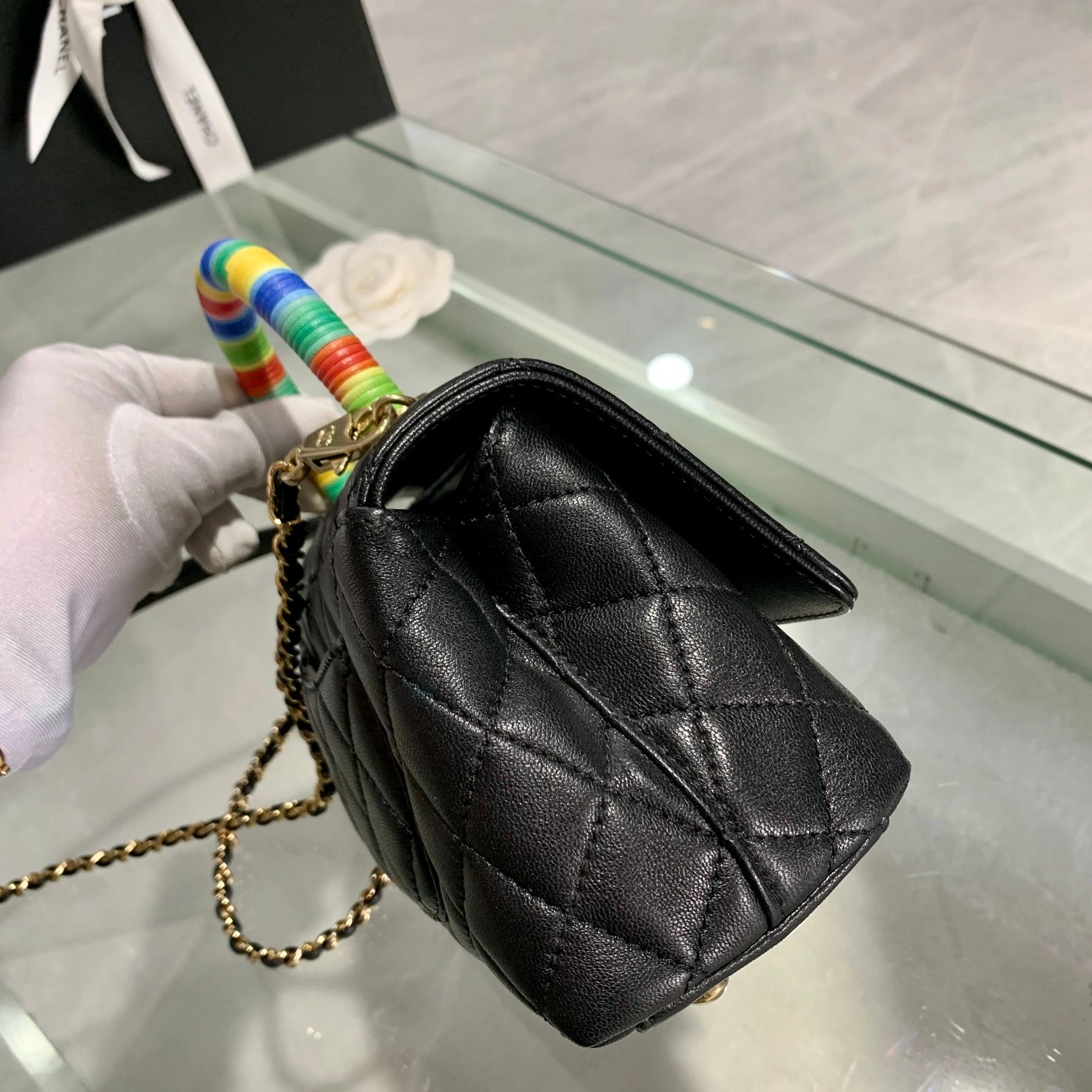 Custombag-- AS2215-B05240-94305 coco handle high quality version The rainbow handle bag item：C-B803D077
