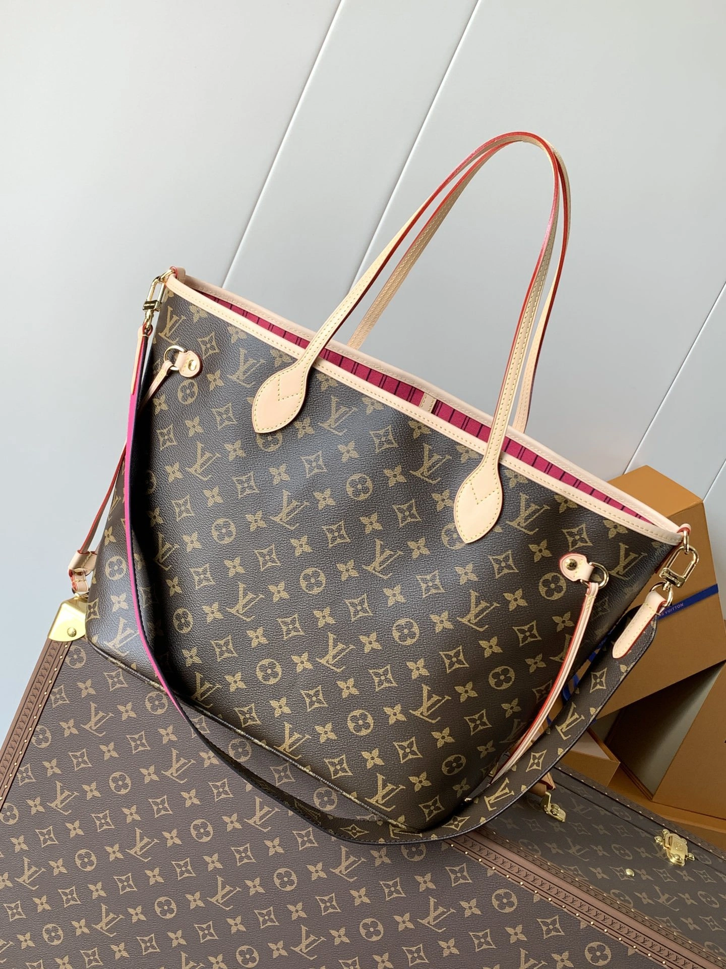 MOMO-- 8V M12257 high quality version Neverfull Bandoulière Inside Out cowhide item:F-B000A2114