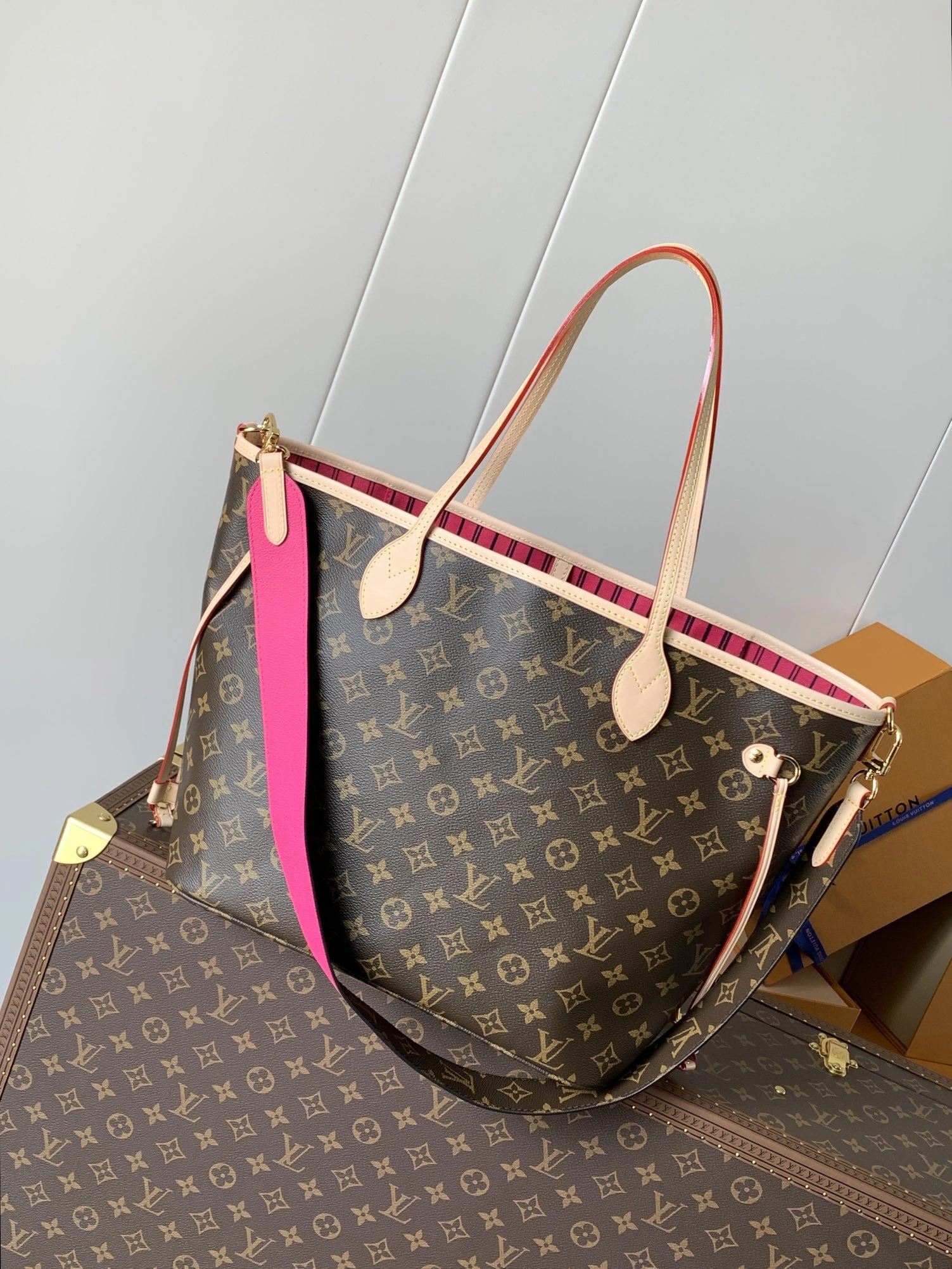 MOMO-- 8V M12257 high quality version Neverfull Bandoulière Inside Out cowhide item:F-B000A2114