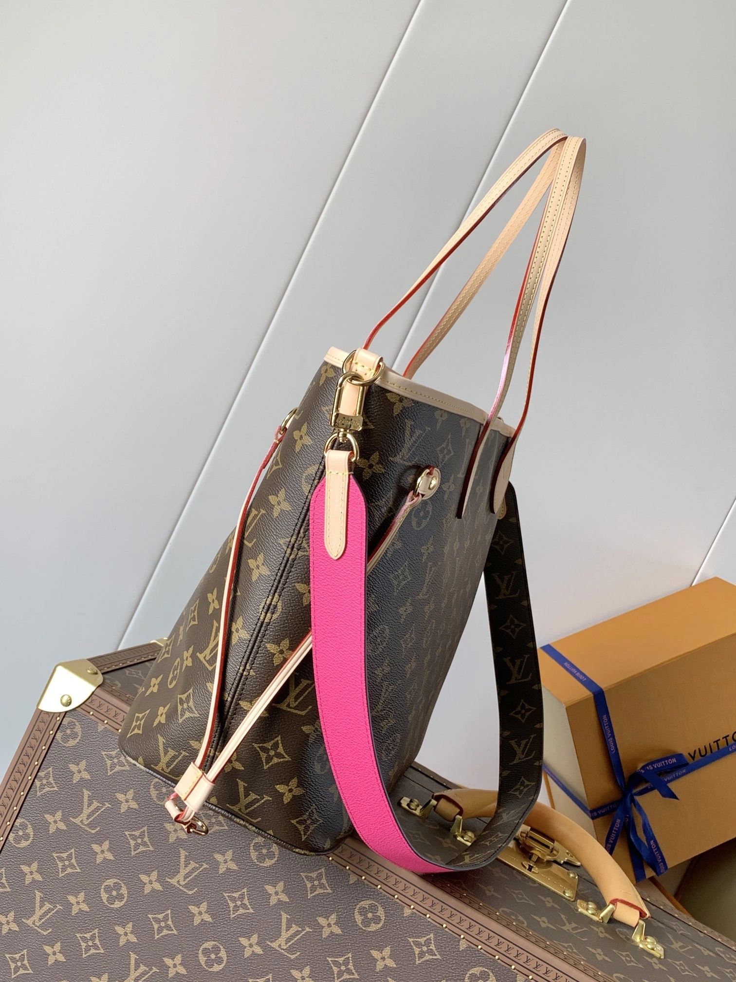 MOMO-- 8V M12257 high quality version Neverfull Bandoulière Inside Out cowhide item:F-B000A2114