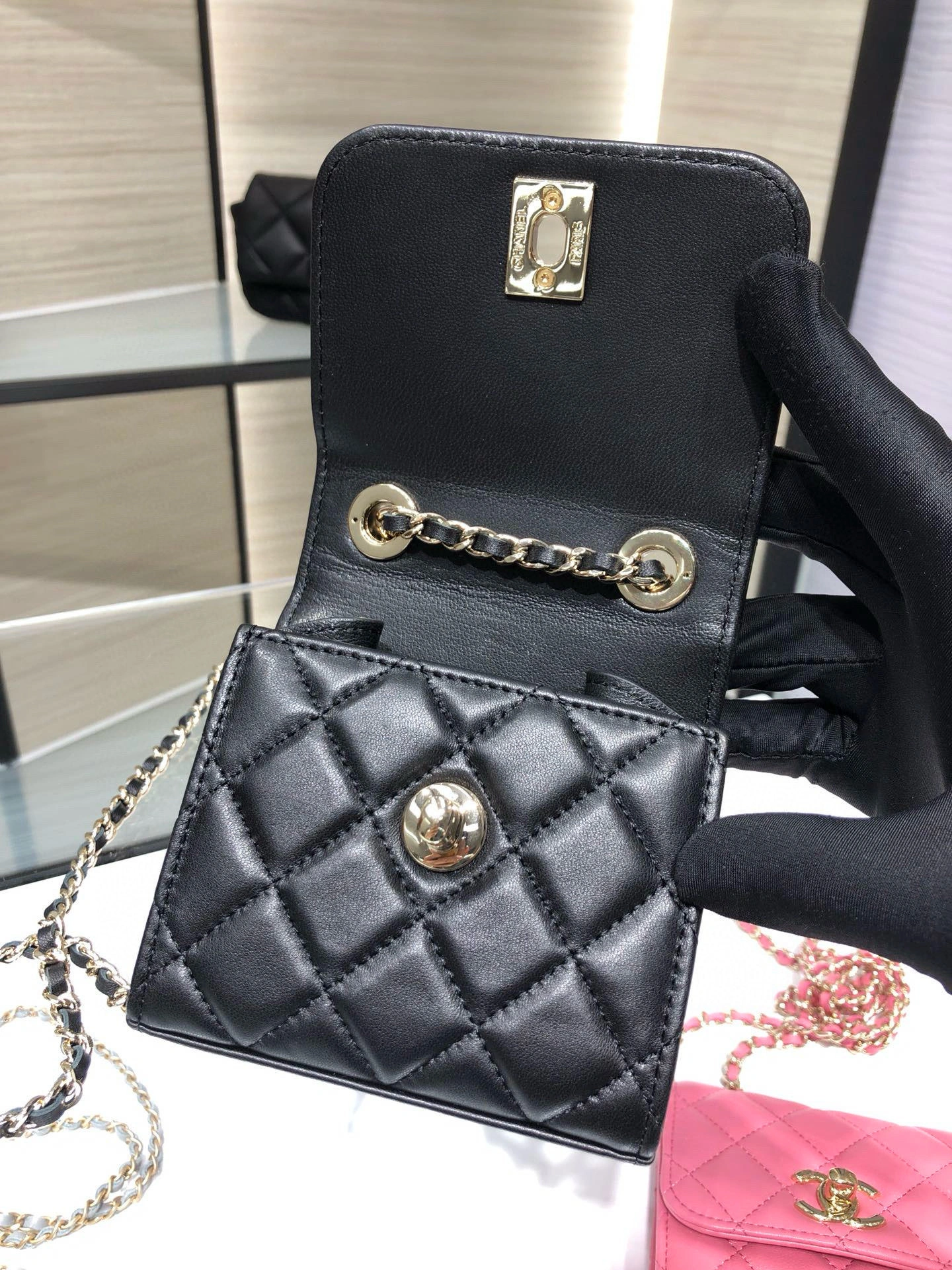 MOMO-- 3h1958 A81633-B07163-94305 high quality version Ohanel trendy mini sheepskin item:E-B000J1939