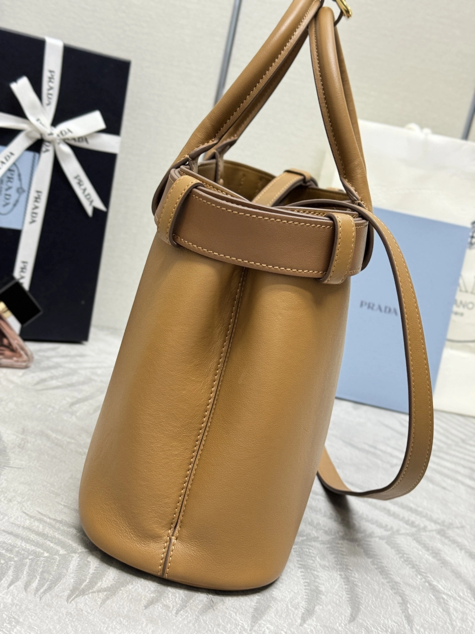 MOMO-- Pr141 1BA434_2CY9_F03BH high quality version Double Bag cowhide sheepskin item:E-B000K0640