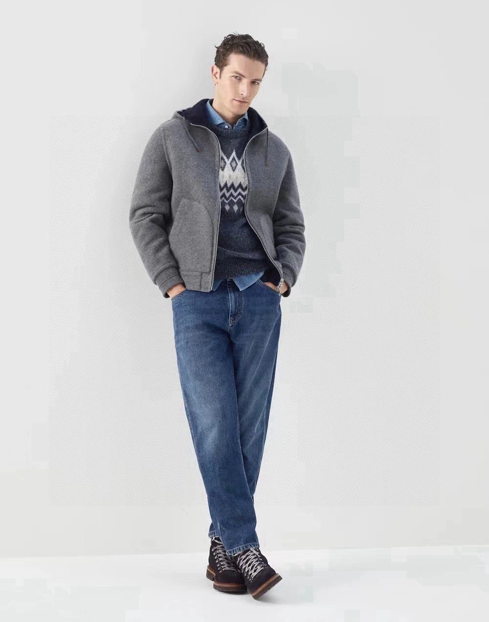 ACE- 2ru9588o 60% wool 40% cashmere oversize reversible item:E-F409H1237
