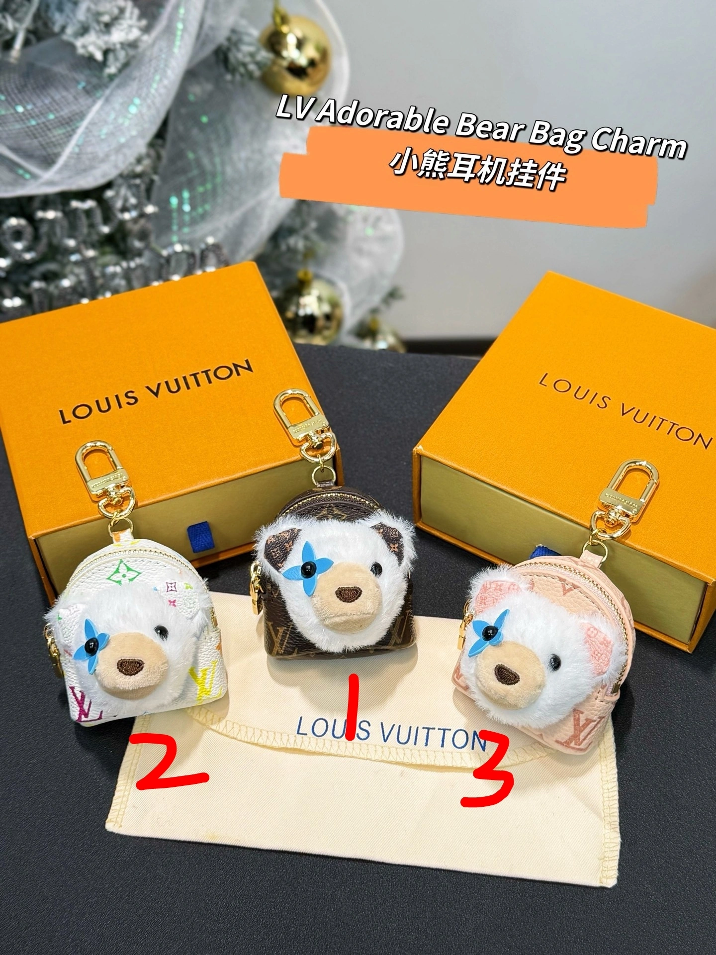 Barbara-- 8V M02128 Adorable Bear Bag Charm Monogram 3colour item:F-S000A1022-3H