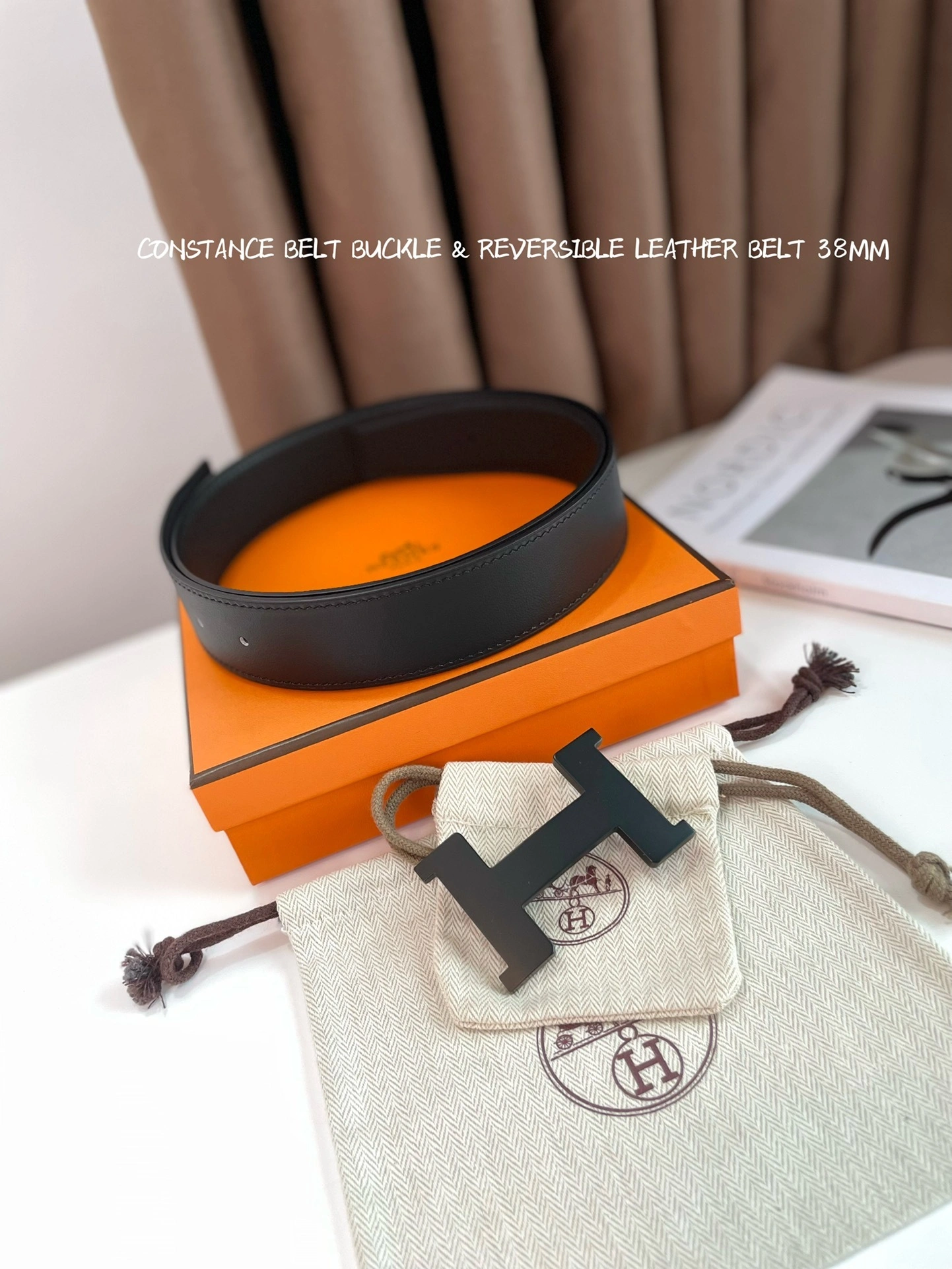 &Barbara-- CONSTANCE BELT BUCKLE & REVERSIBLE LEATHER STRAP 38MM item:C-S316B2538
