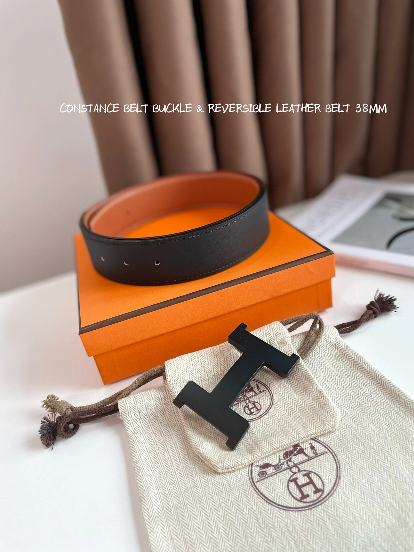 &Barbara-- CONSTANCE BELT BUCKLE & REVERSIBLE LEATHER STRAP 38MM item:C-S316B2539