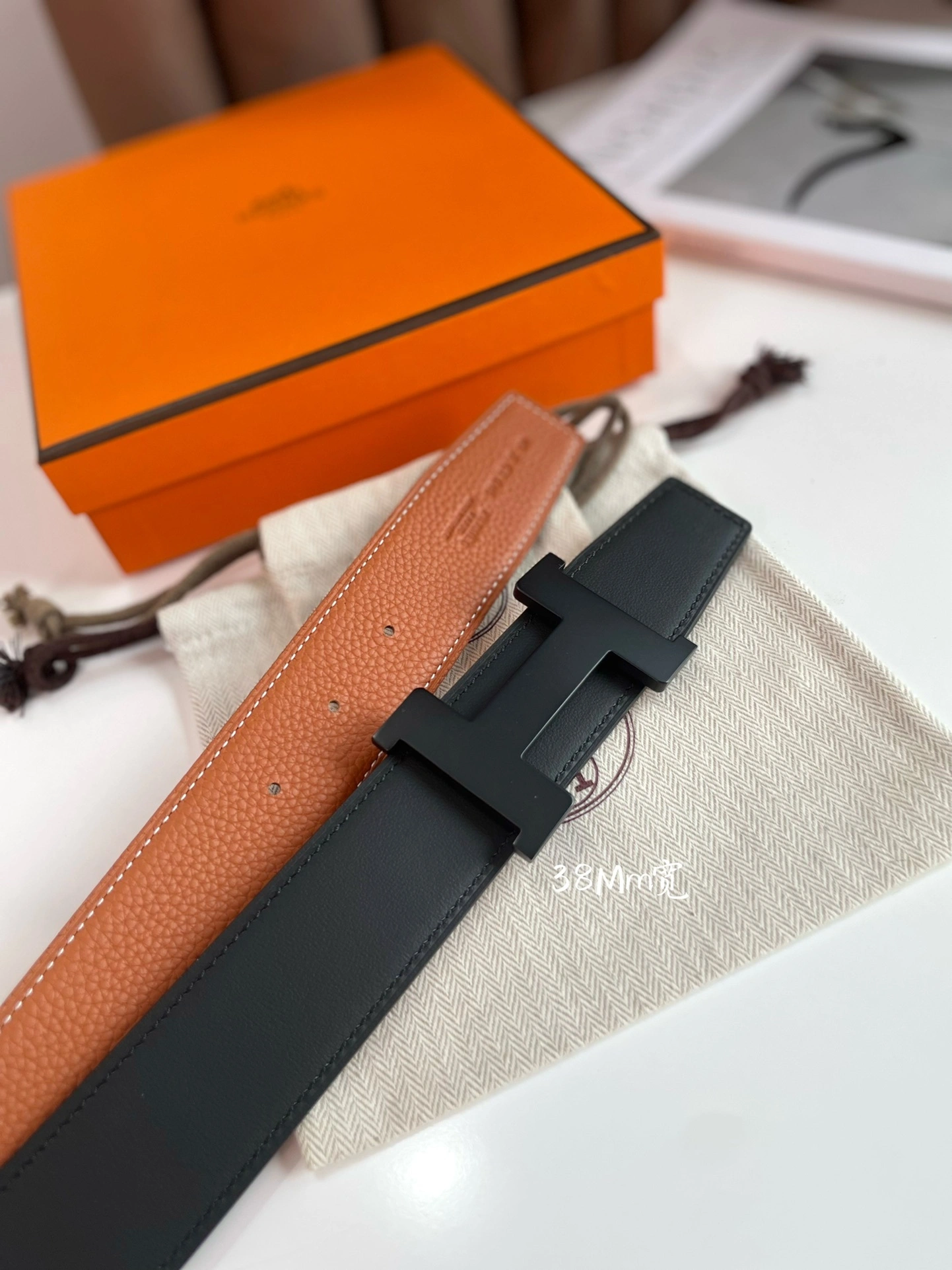 &Barbara-- CONSTANCE BELT BUCKLE & REVERSIBLE LEATHER STRAP 38MM item:C-S316B2539