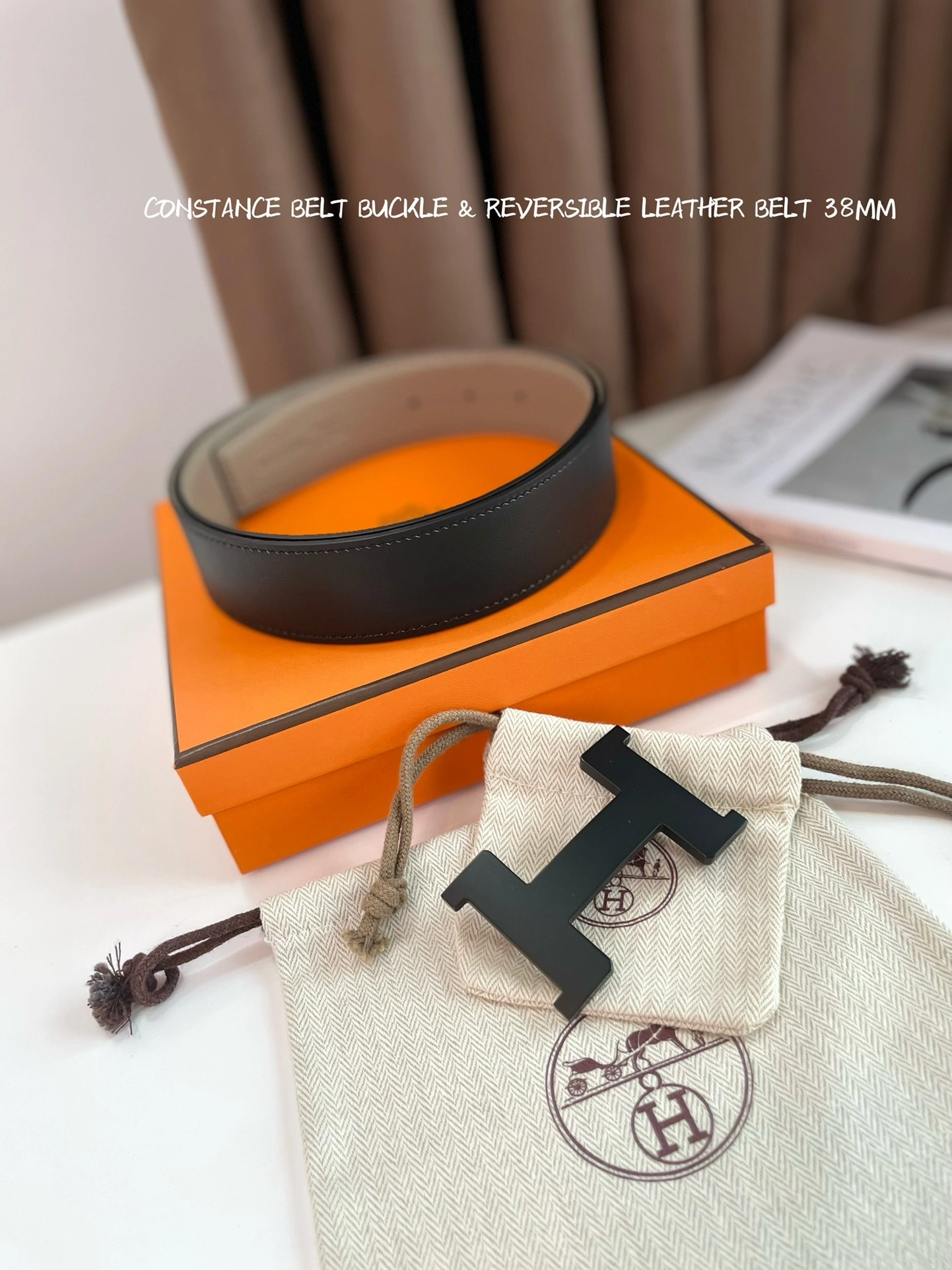 &Barbara-- CONSTANCE BELT BUCKLE & REVERSIBLE LEATHER STRAP 38MM item:C-S316B2540