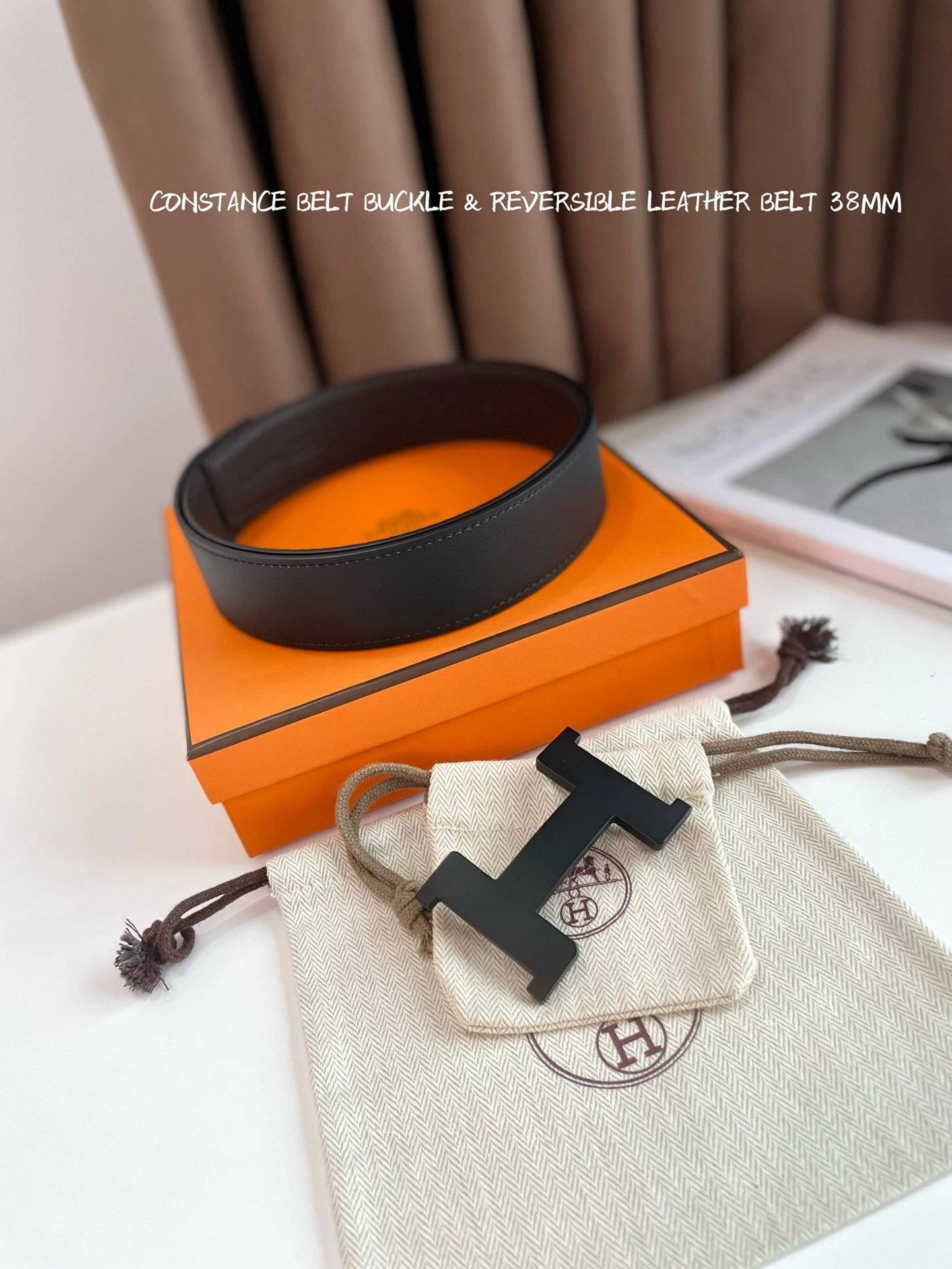 &Barbara-- CONSTANCE BELT BUCKLE & REVERSIBLE LEATHER STRAP 38MM item:C-S316B2541