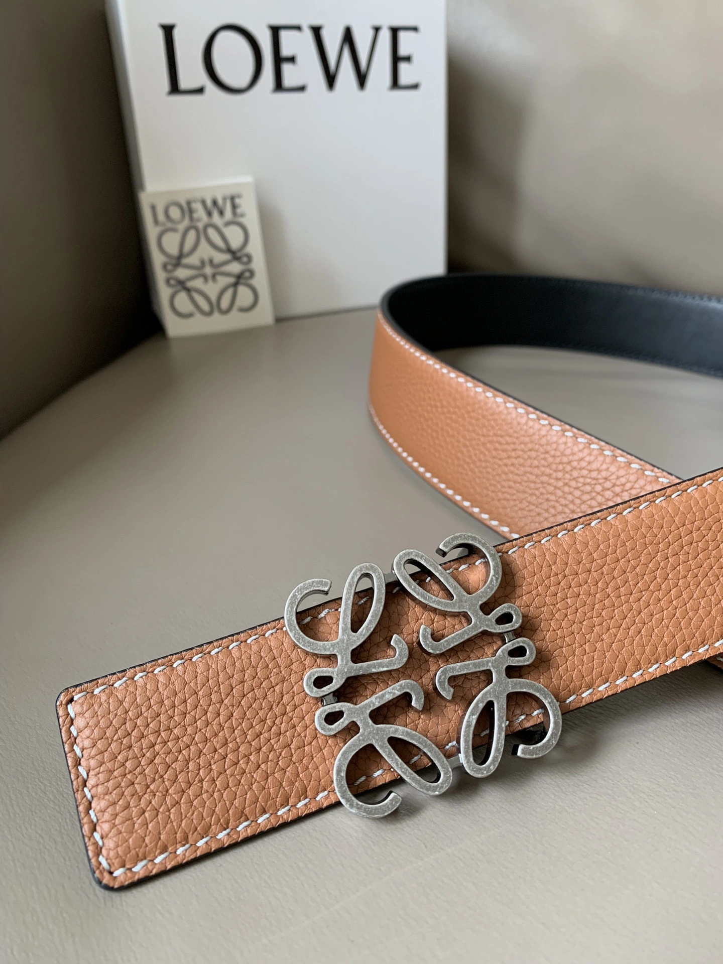 Barbara-- E619Z20X03-1555 4CM three piece--reversible Calfskin item:C-S179K1839