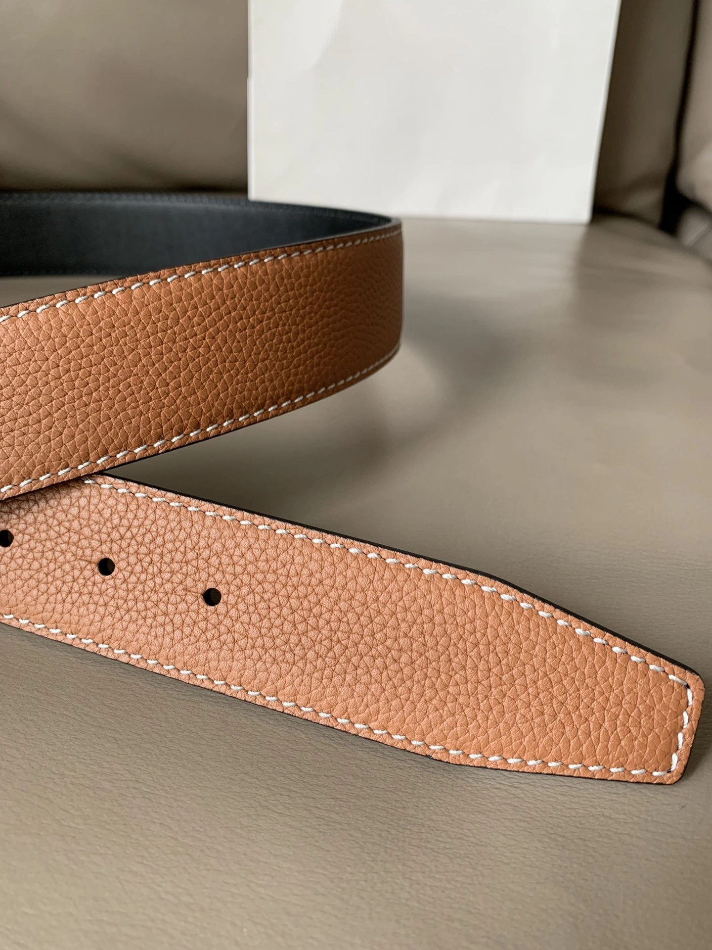 &Barbara-- E619Z26X03-2544 4CM three piece--reversible Calfskin item:C-S179K1838