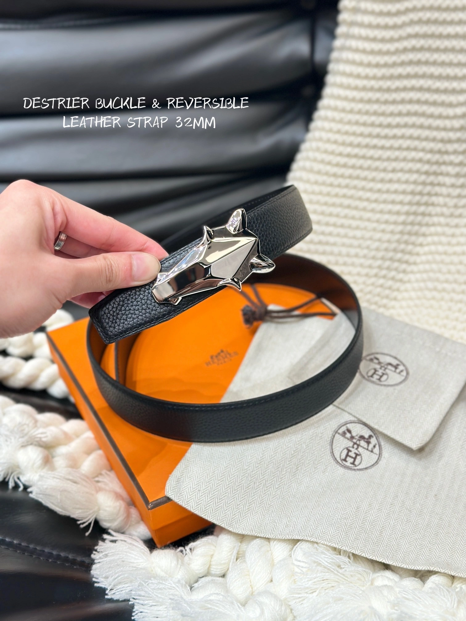 Barbara-- H5r75s DESTRIER BELT BUCKLE & REVERSIBLE LEATHER STRAP item:D-S333H3071