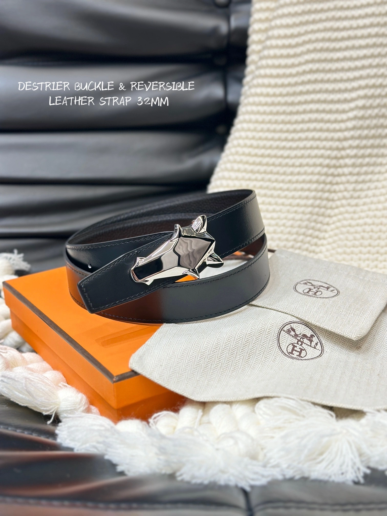 Barbara-- H5r75s DESTRIER BELT BUCKLE & REVERSIBLE LEATHER STRAP item:D-S333H3071