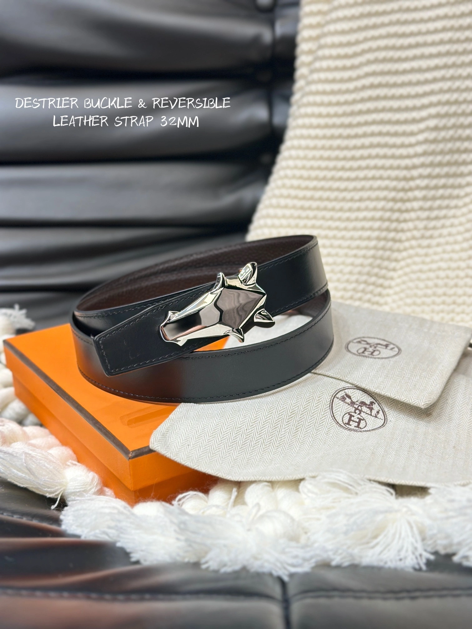 &Barbara-- H5r75s DESTRIER BELT BUCKLE & REVERSIBLE LEATHER STRAP item:D-S333H3084
