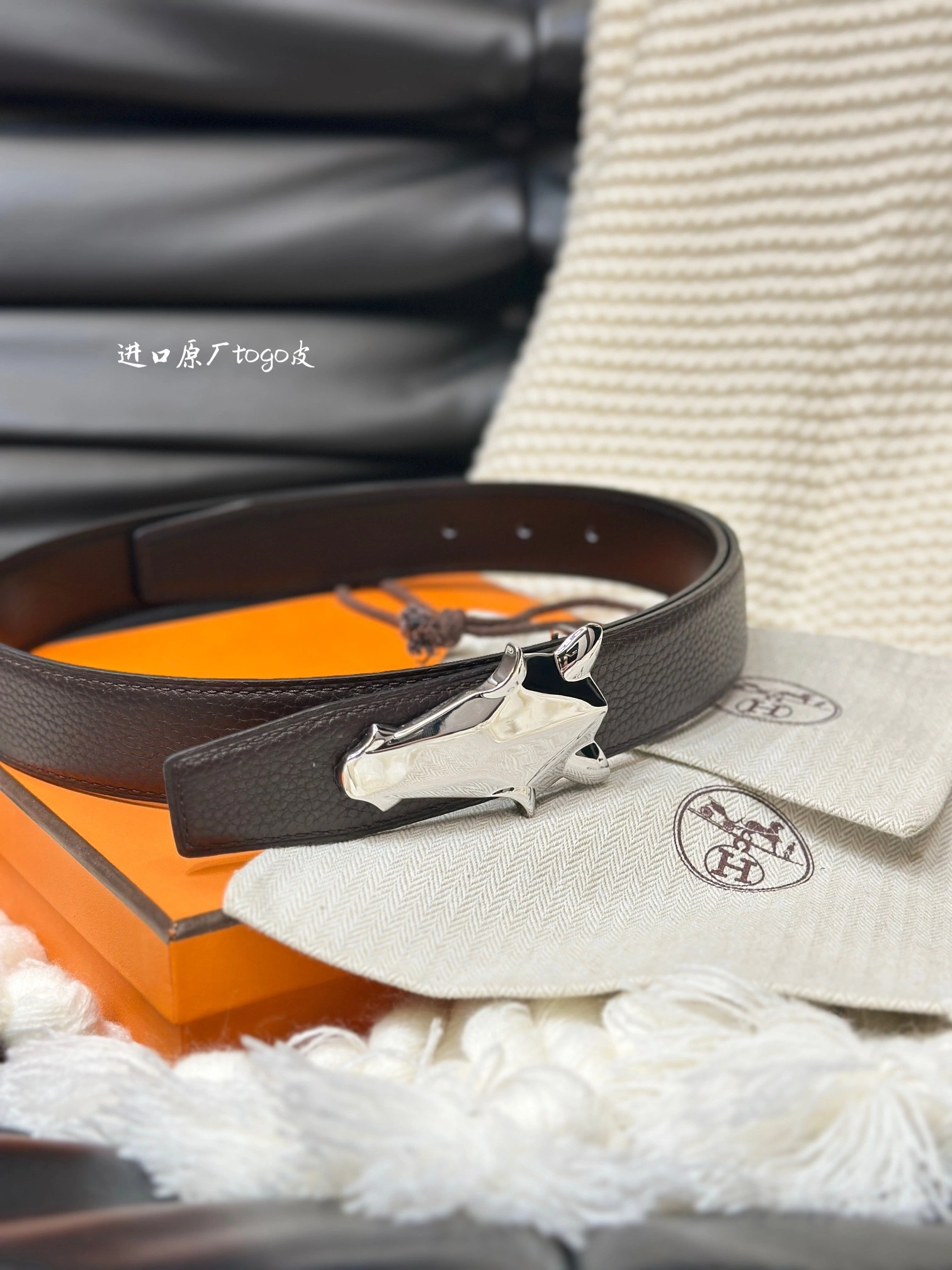 &Barbara-- H5r75s DESTRIER BELT BUCKLE & REVERSIBLE LEATHER STRAP item:D-S333H3084