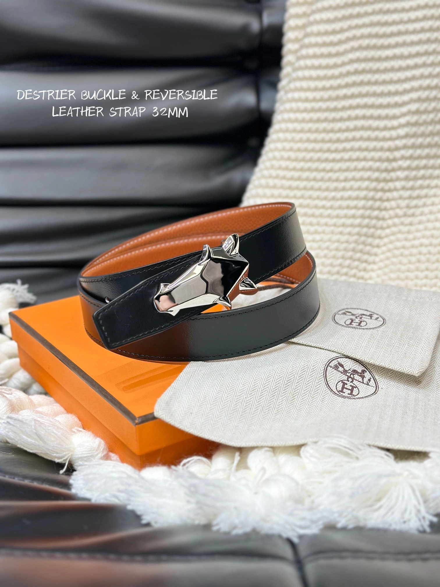 Barbara-- H5r75s DESTRIER BELT BUCKLE & REVERSIBLE LEATHER STRAP item:D-S333H3087