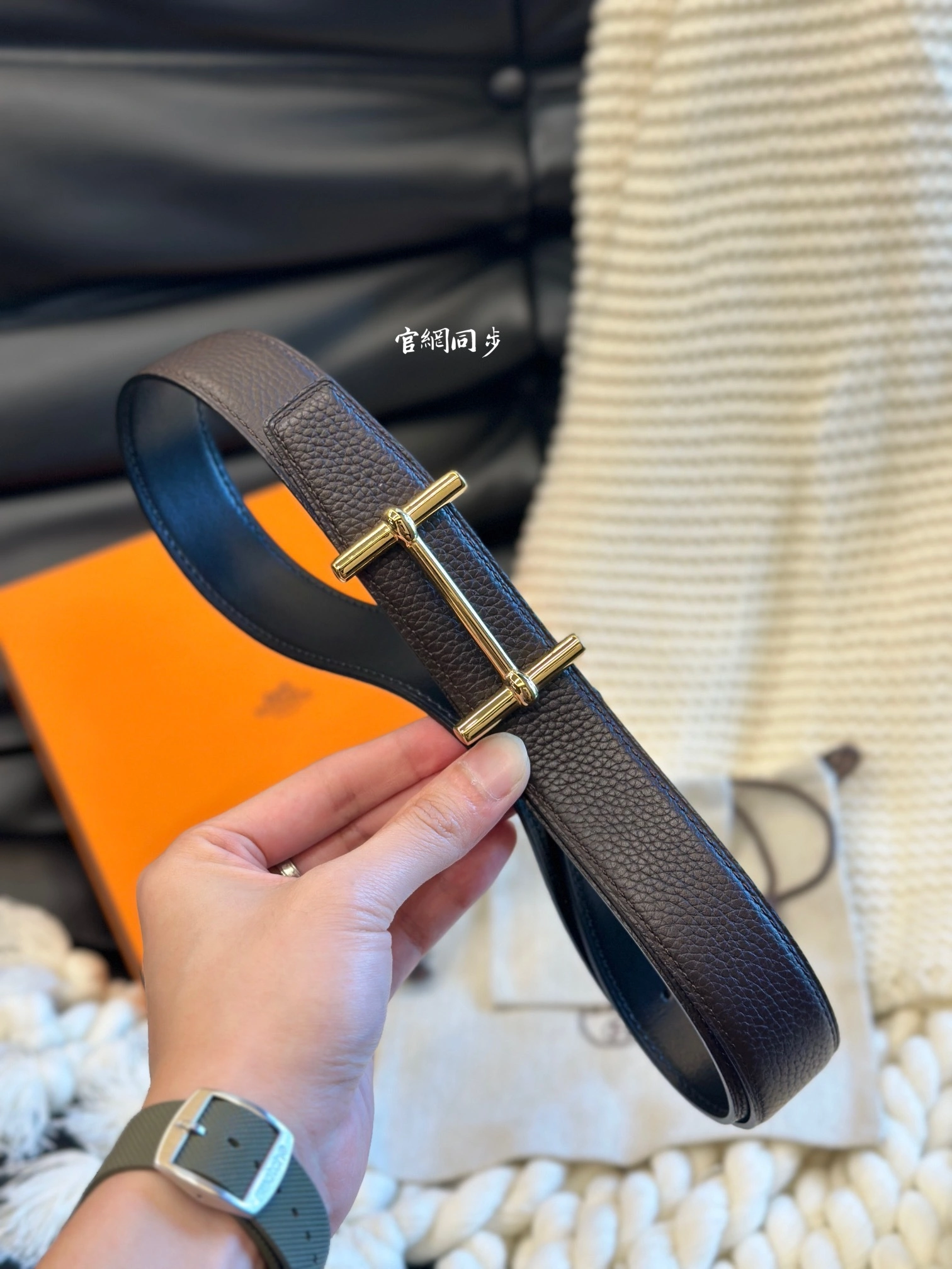 Barbara-- H5r75s H D’ANCRE BELT BUCKLE & REVERSIBLE LEATHER STRAP item:D-S179H2929