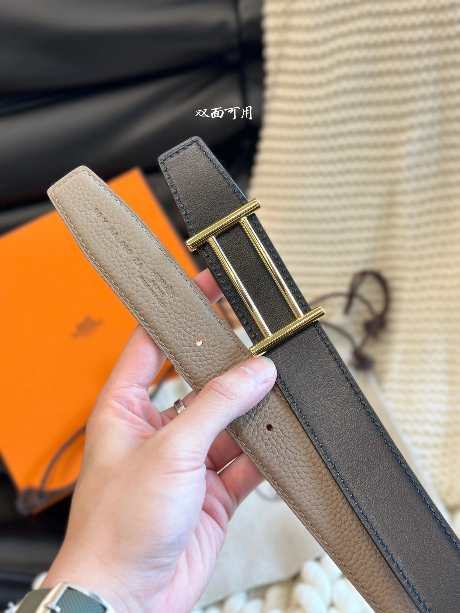 Barbara-- H5r75s RIDER BUCKLE & REVERSIBLE LEATHER STRAP item:D-S179H2932
