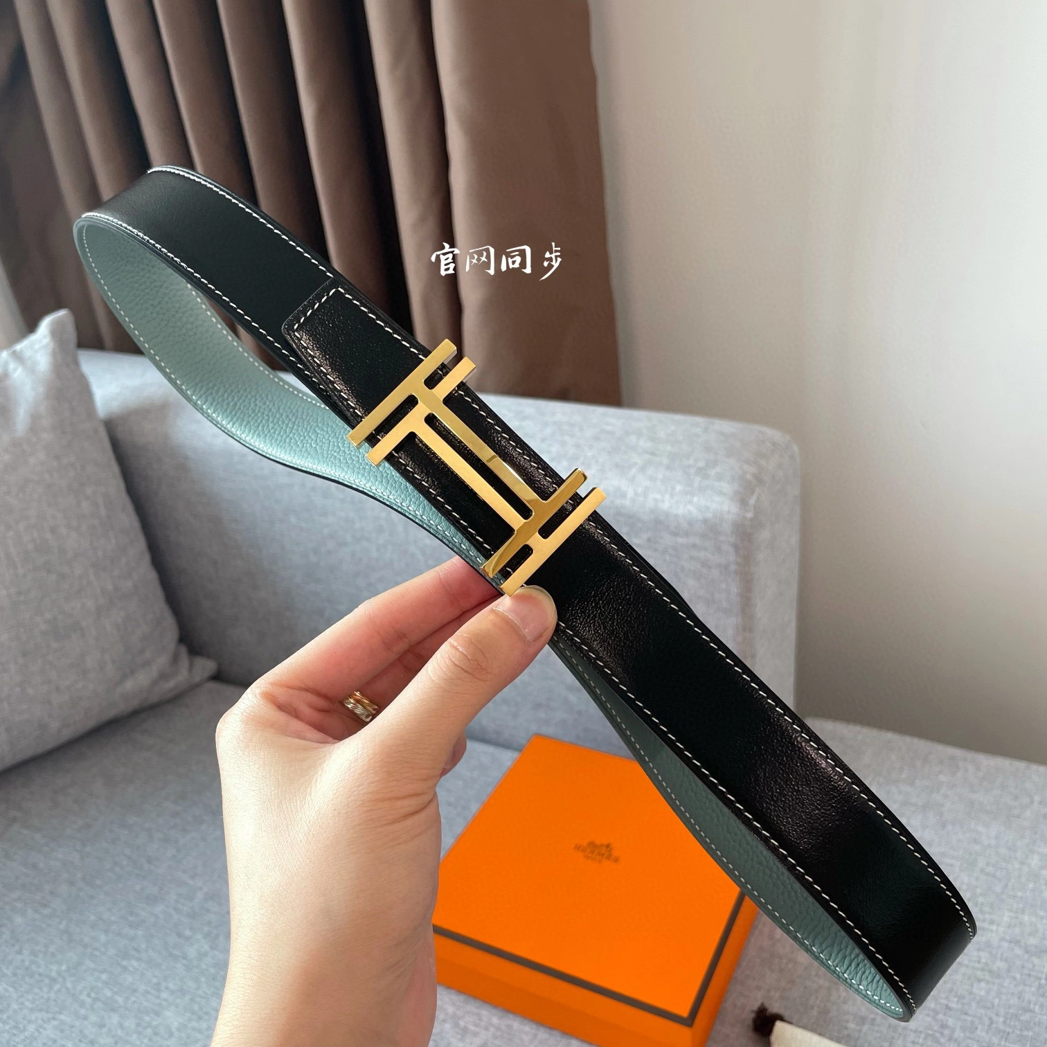 &Barbara－ AU CARRE BELT BUCKLE & REVERSIBLE LEATHER STRAP item：B-S333D0339L