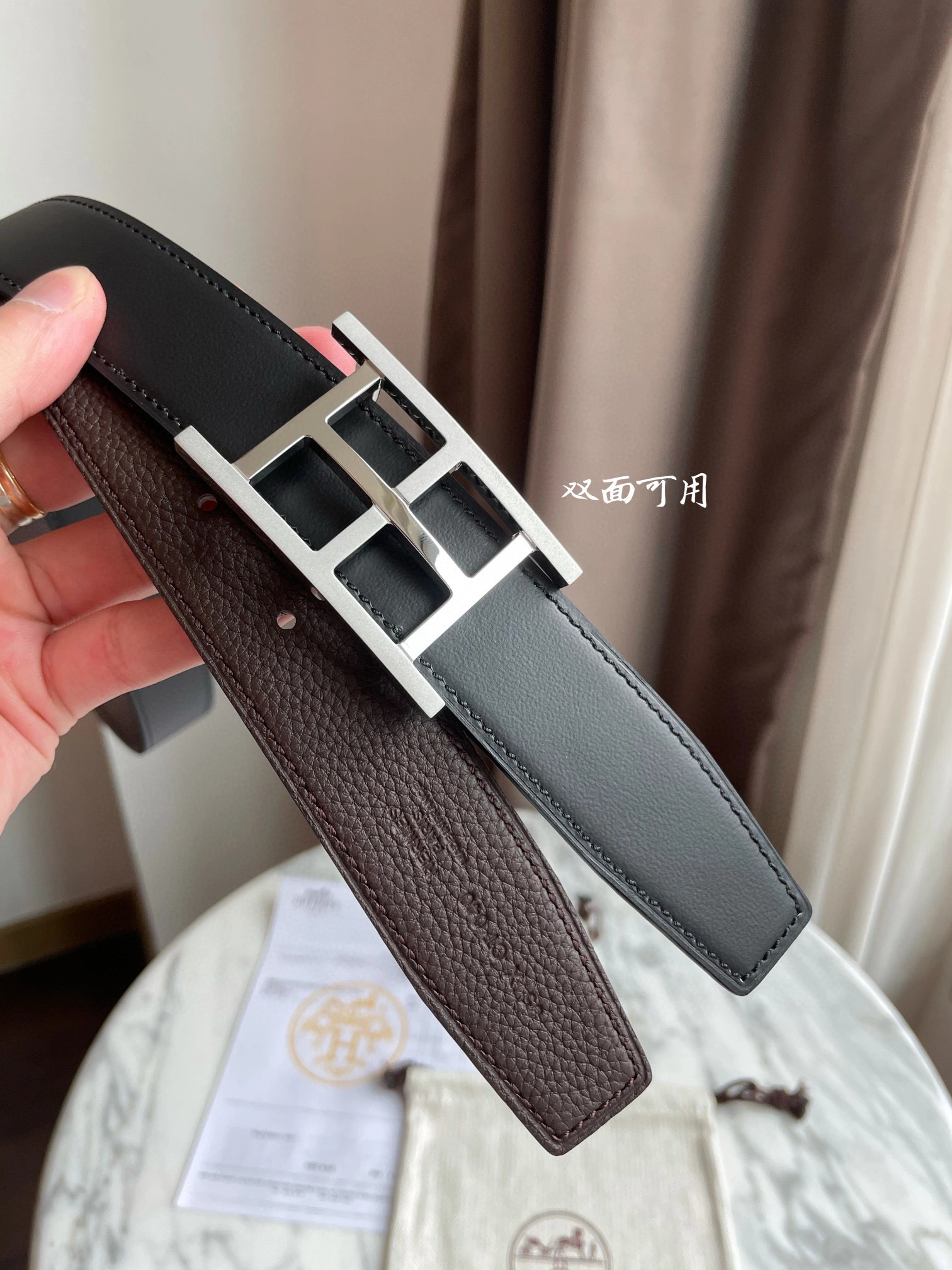 &Barbara－ INSIDE H BELT BUCKLE & REVERSIBLE LEATHER STRAP item：B-S323C31104L