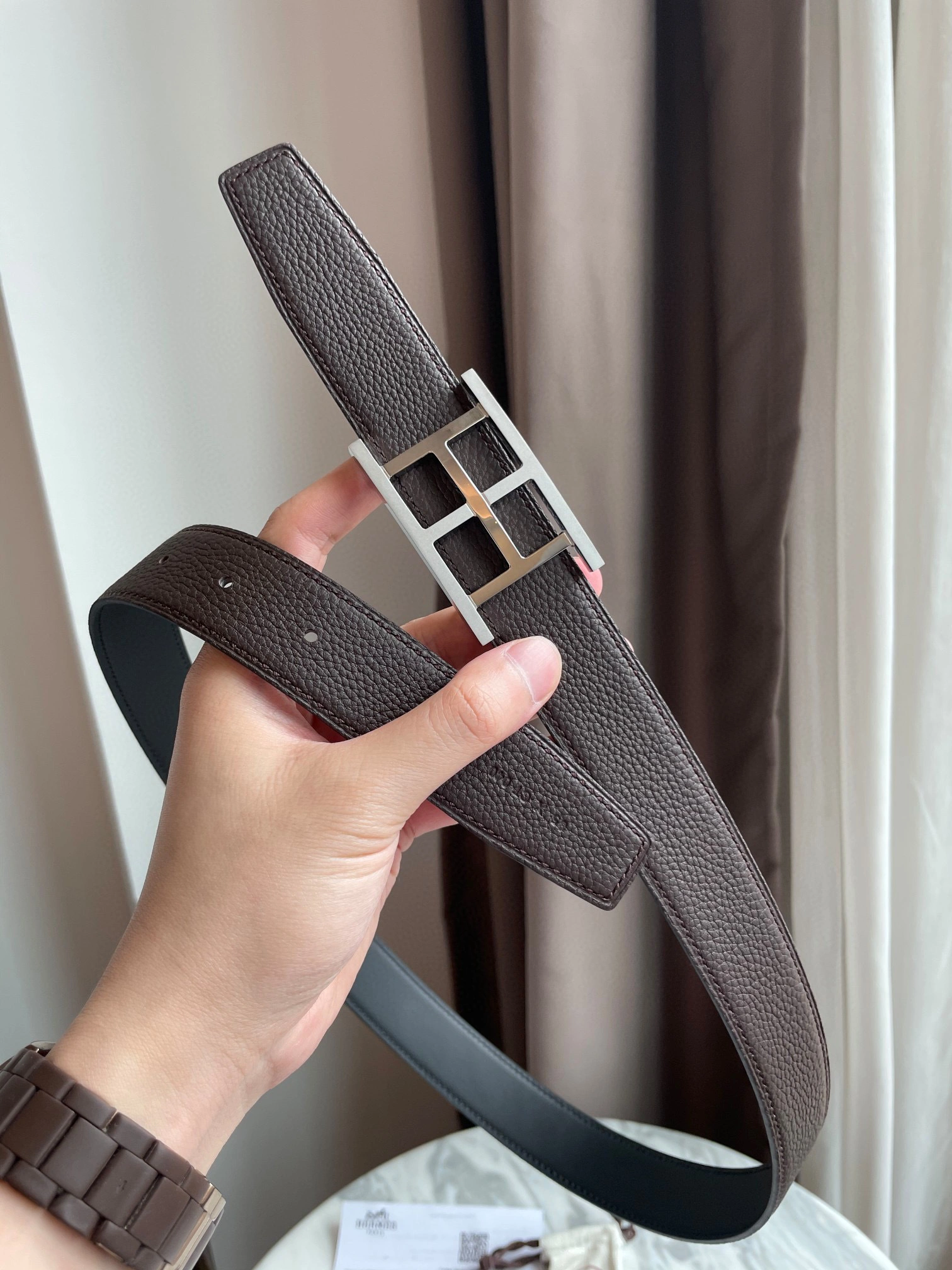 &Barbara－ INSIDE H BELT BUCKLE & REVERSIBLE LEATHER STRAP item：B-S323C31104L