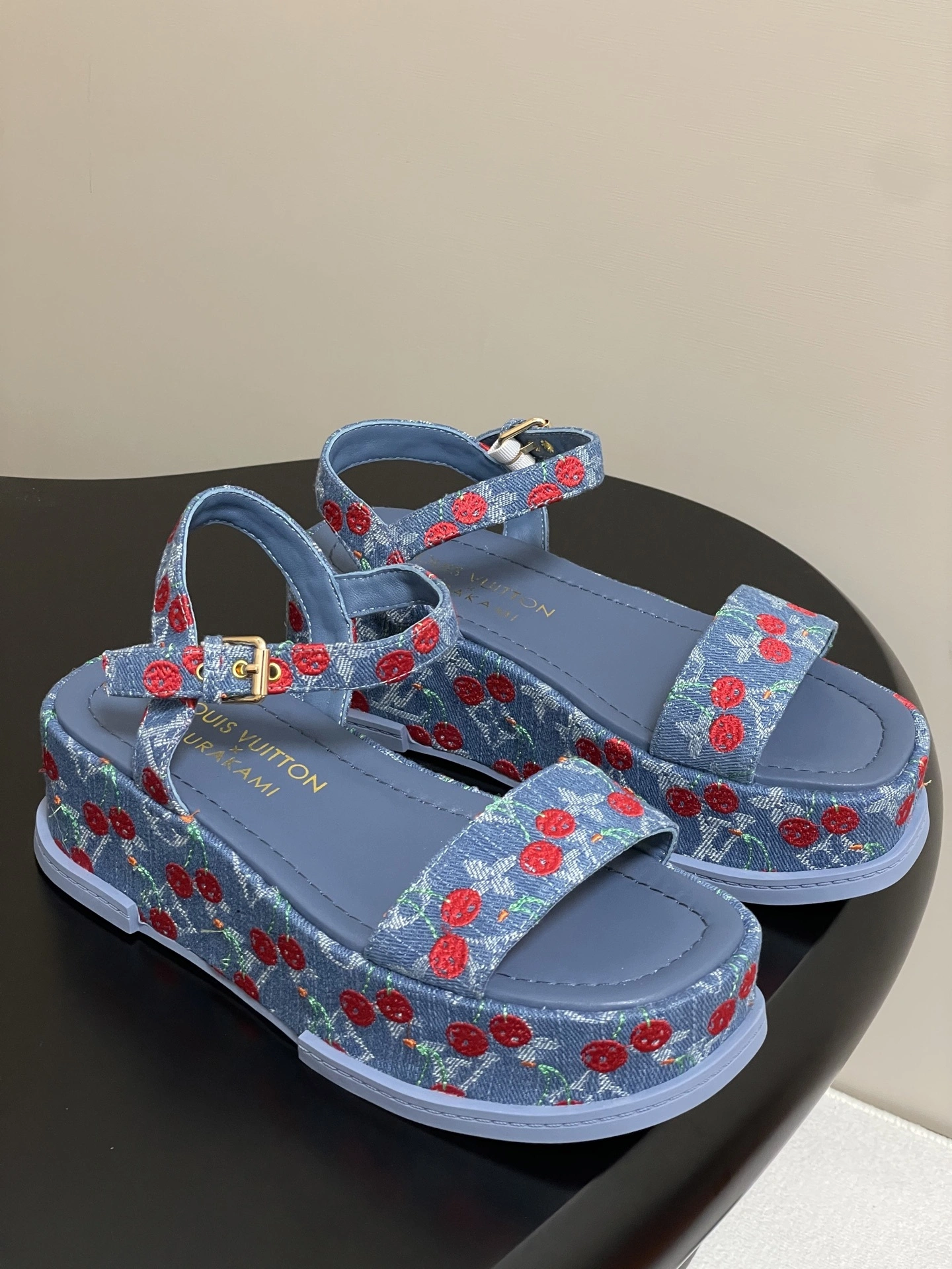 COCO-- 8V 1AHNYB TM MAYA FLATFORM sheephide denim item:E-X313F1902