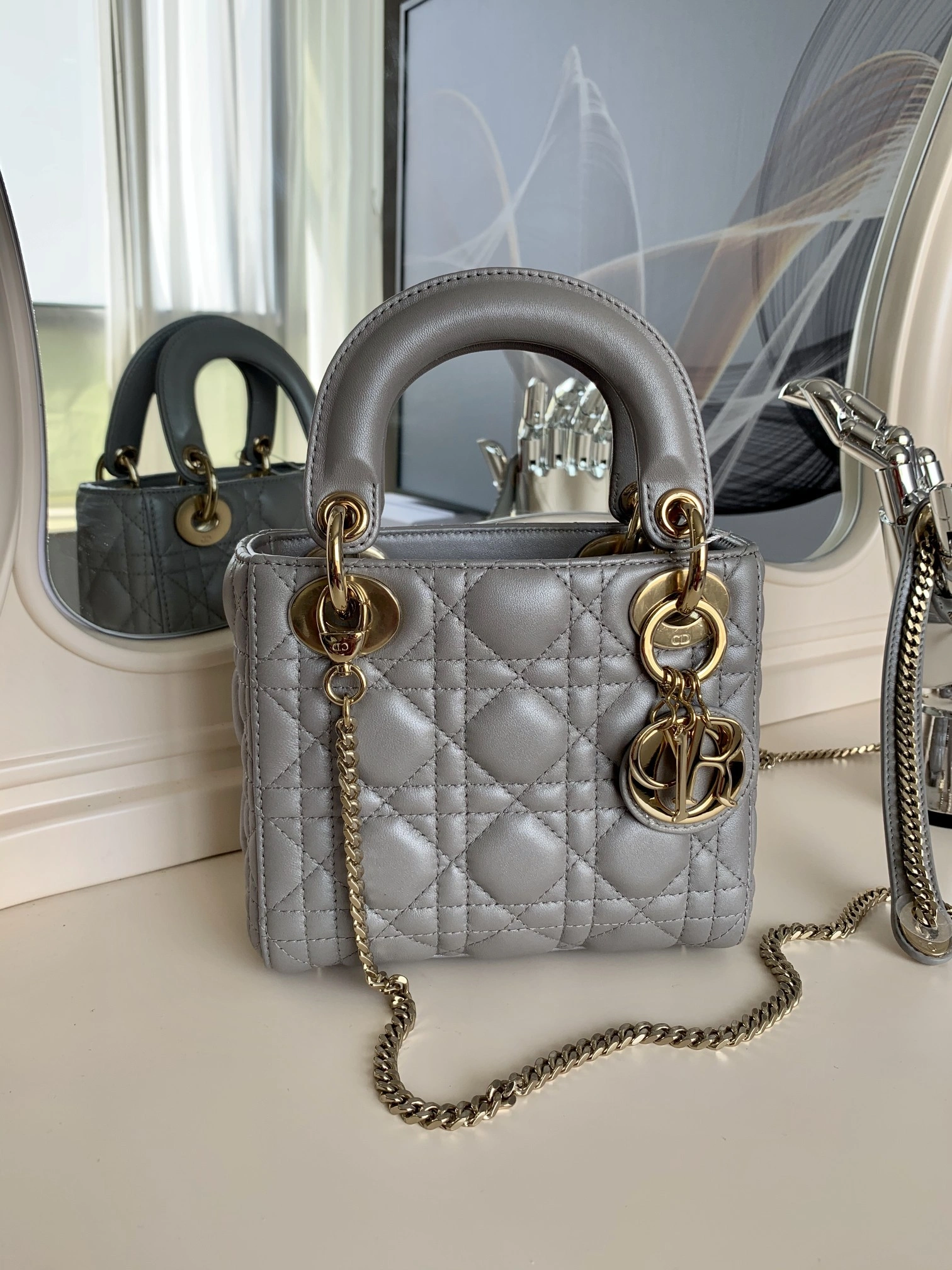 Custombag-- Lady high quality version Pearl grey item：C-B803D0740