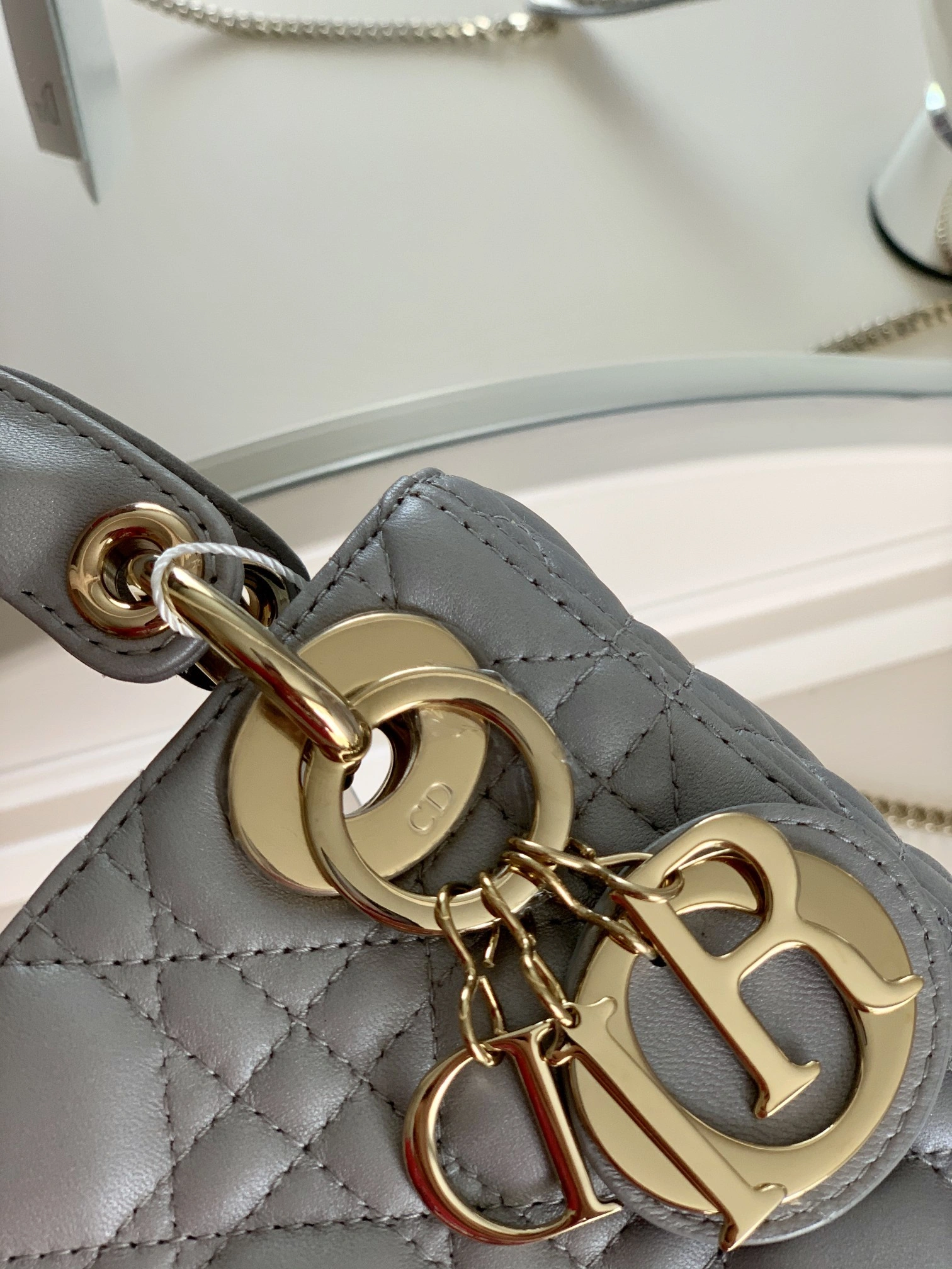 Custombag-- Lady high quality version Pearl grey item：C-B803D0740