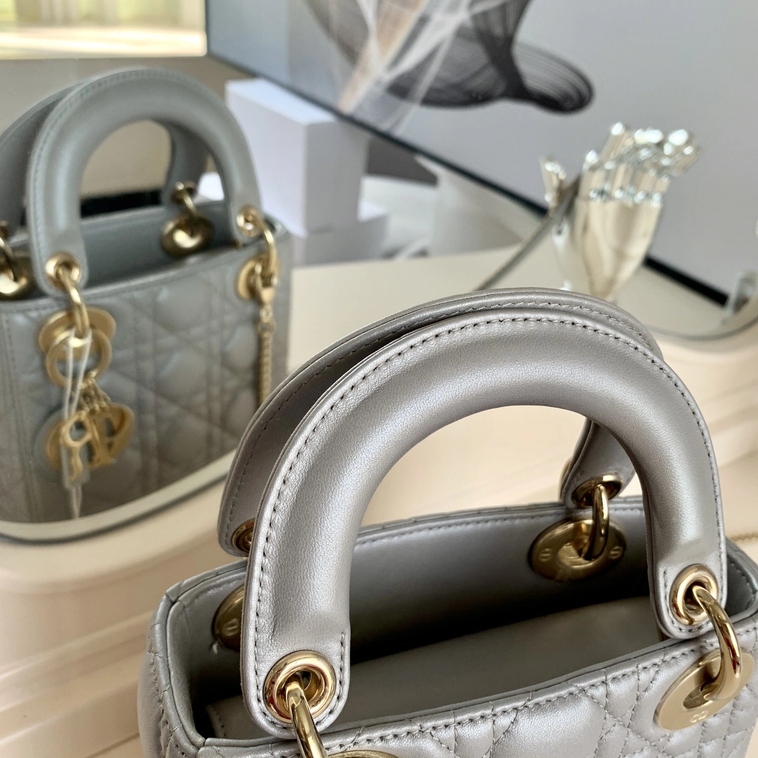 Custombag-- Lady high quality version Pearl grey item：C-B803D0740