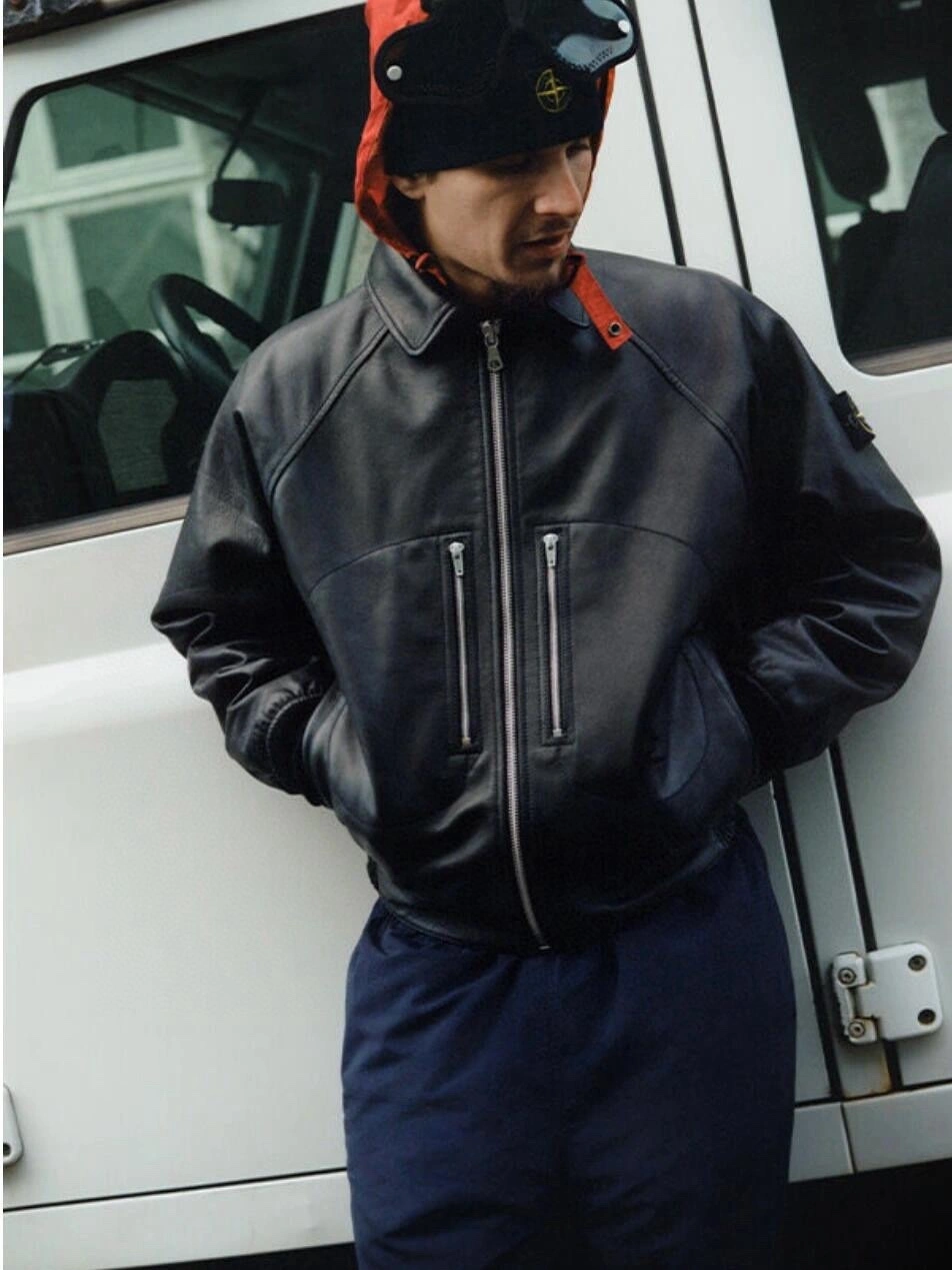 &ACE- S575 × Is8194 WEEK10 LEATHER BOMBER JACKET oversized 2colour item:D-F110I0514-2