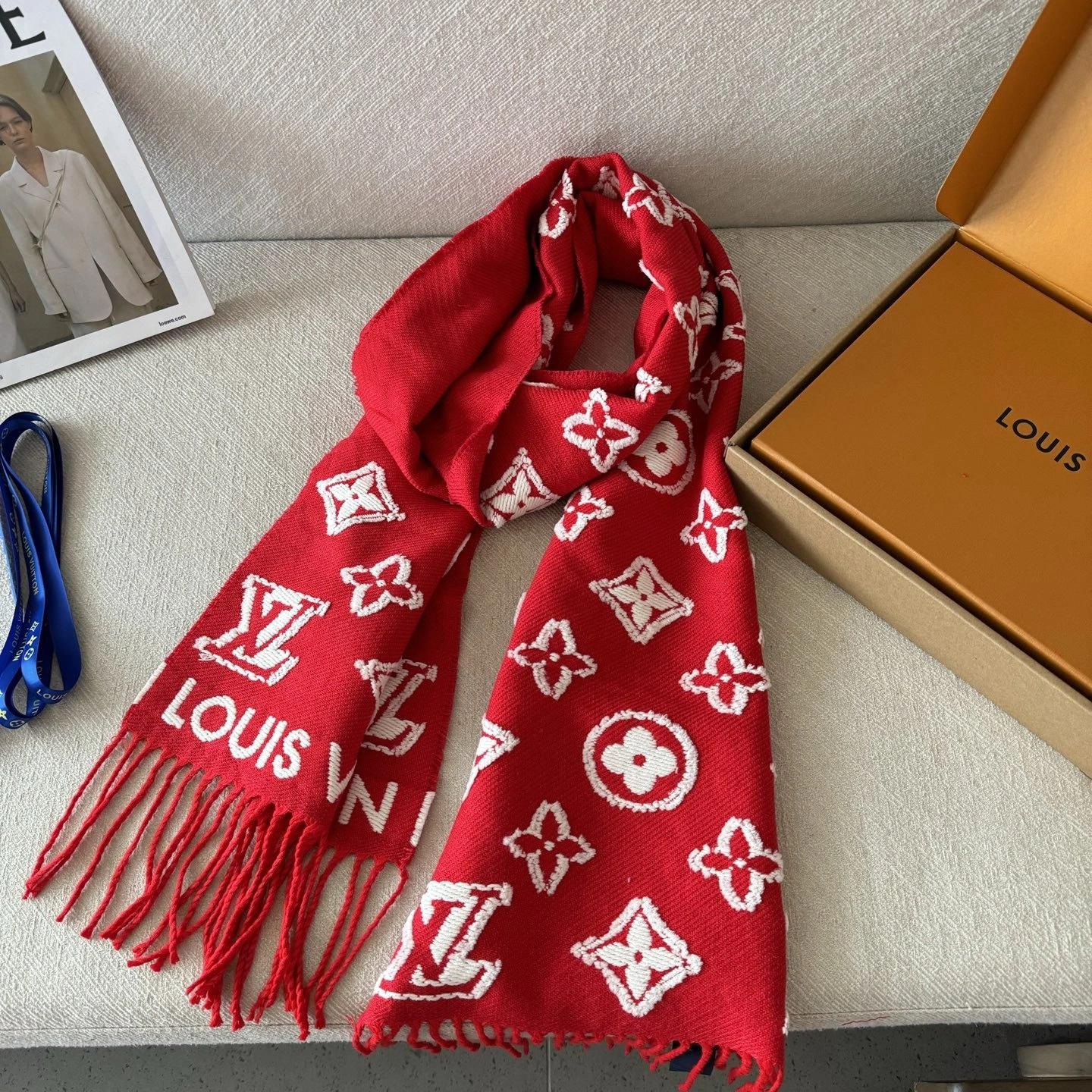 HD-- 8V wool cashmere mulberry silk 3D Monogram 3Colour item:E-S132K2822-3H