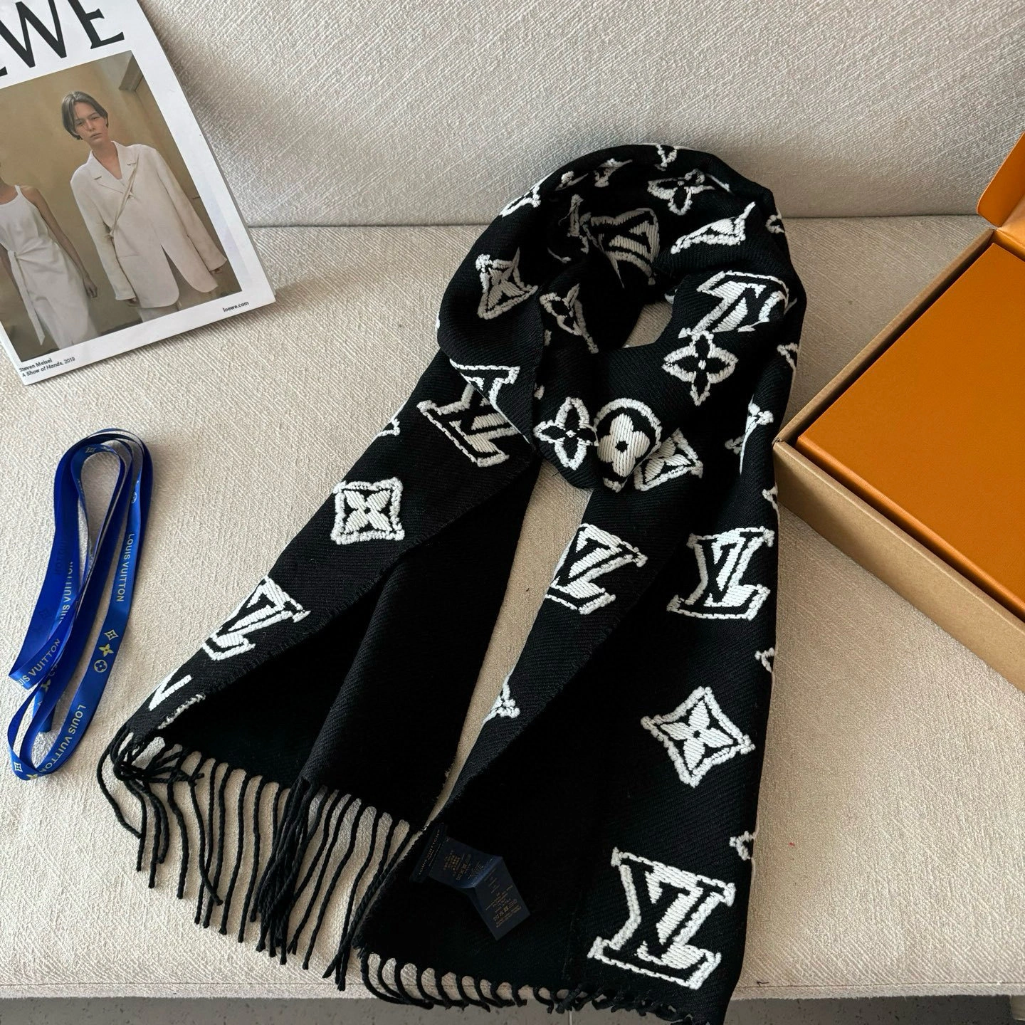 HD-- 8V wool cashmere mulberry silk 3D Monogram 3Colour item:E-S132K2822-3H