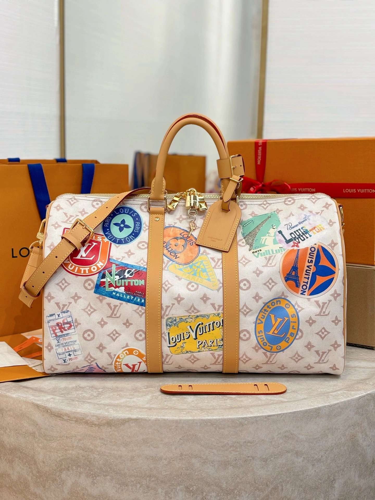 MOMO-- 8V M14736 high quality version Keepall Bandoulière 45 cowhide item:E-B566H2742