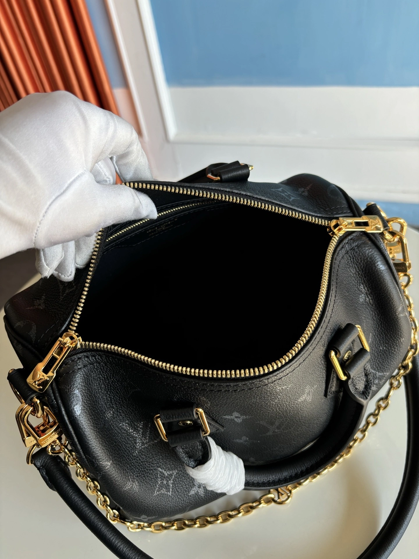 MOMO-- 8V M26486 high quality version Speedy Bandoulière 25 cowhide item:E-B808L1717T