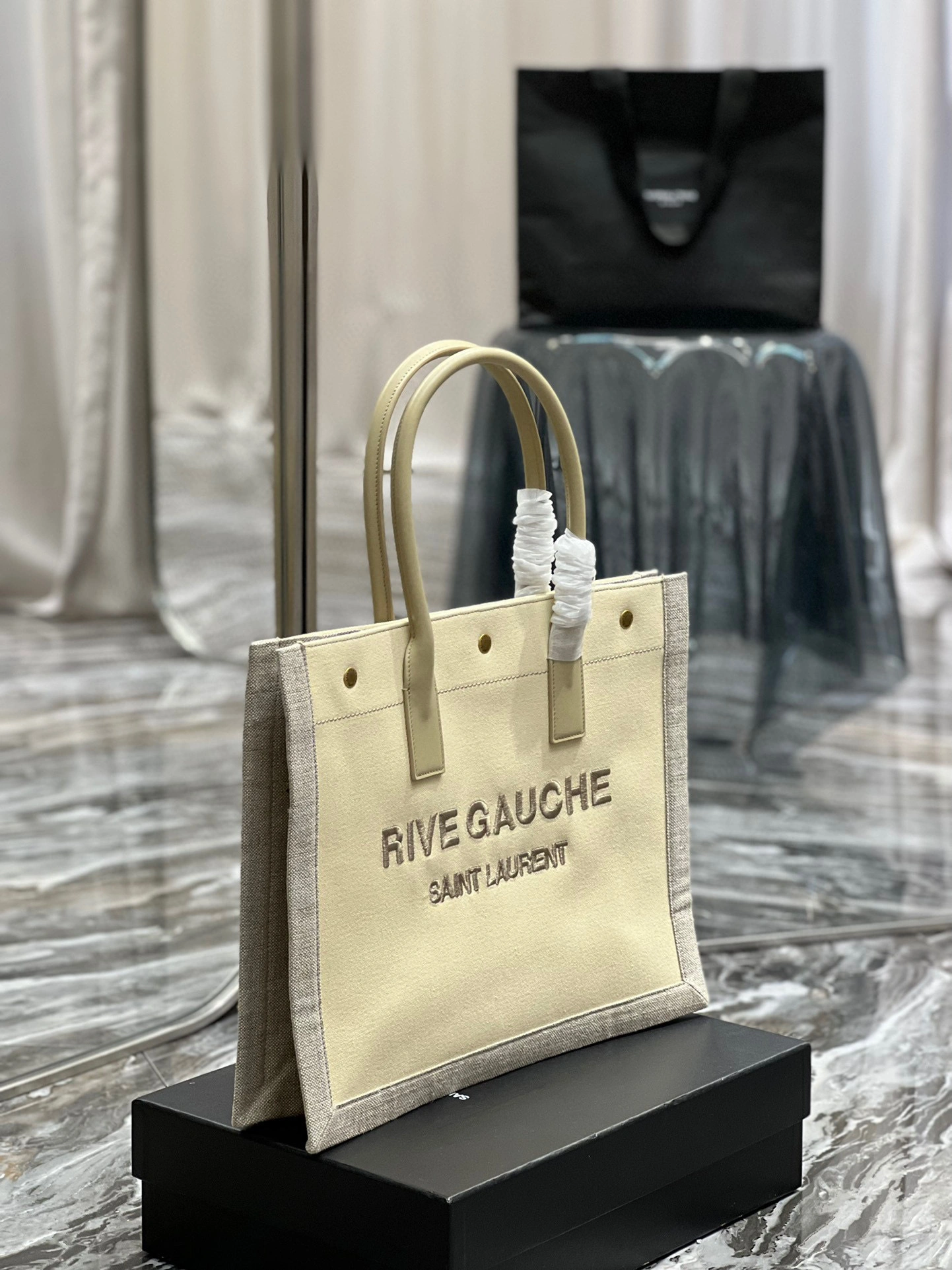 MOMO - high quality version 617481-FAADJ-9784 Rive Gauche Tote Bag item：B-B000I0504C