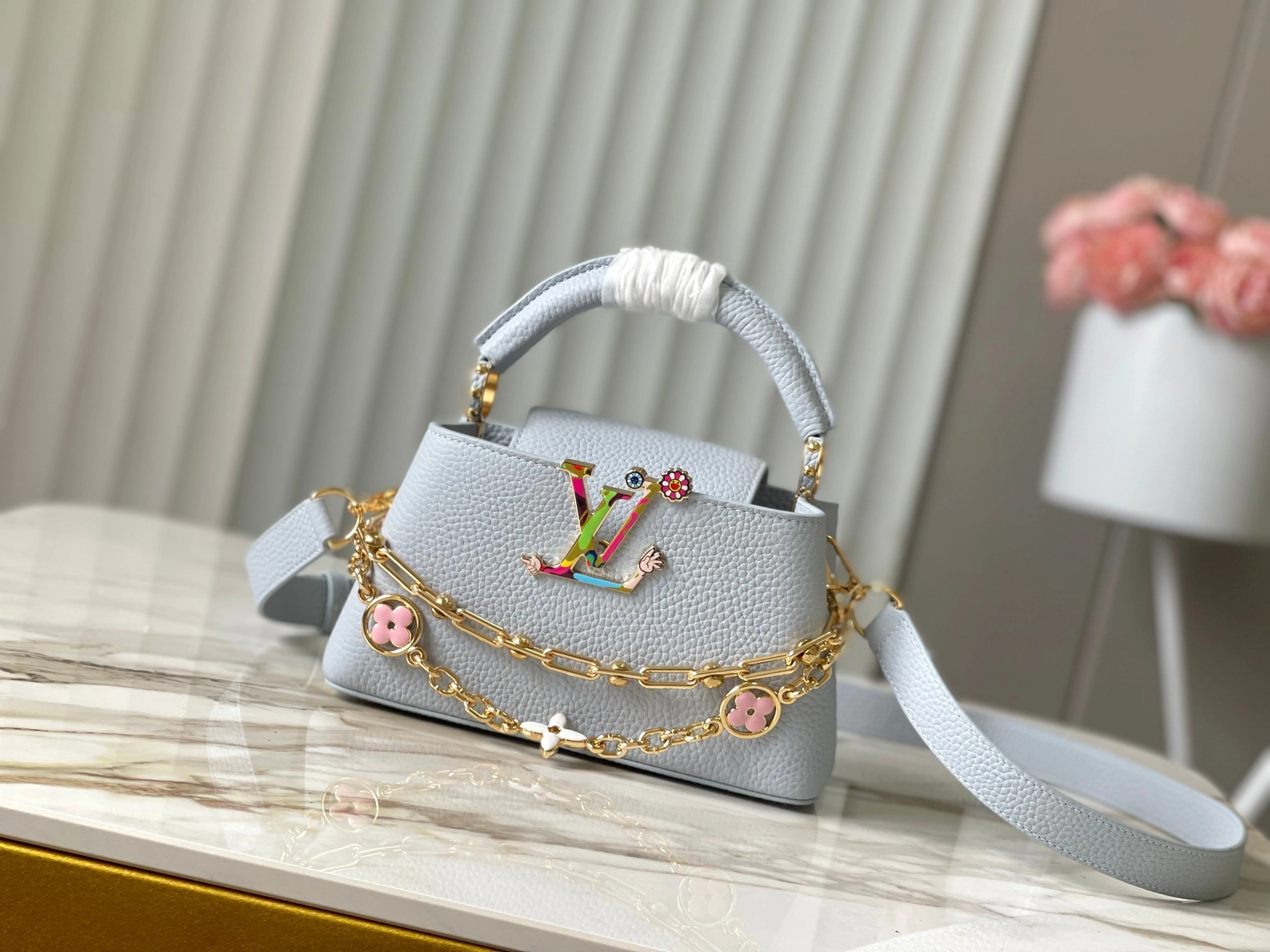 MOMO-- 8V M13707 high quality version Capucines East West cowhide item:E-B000I1718