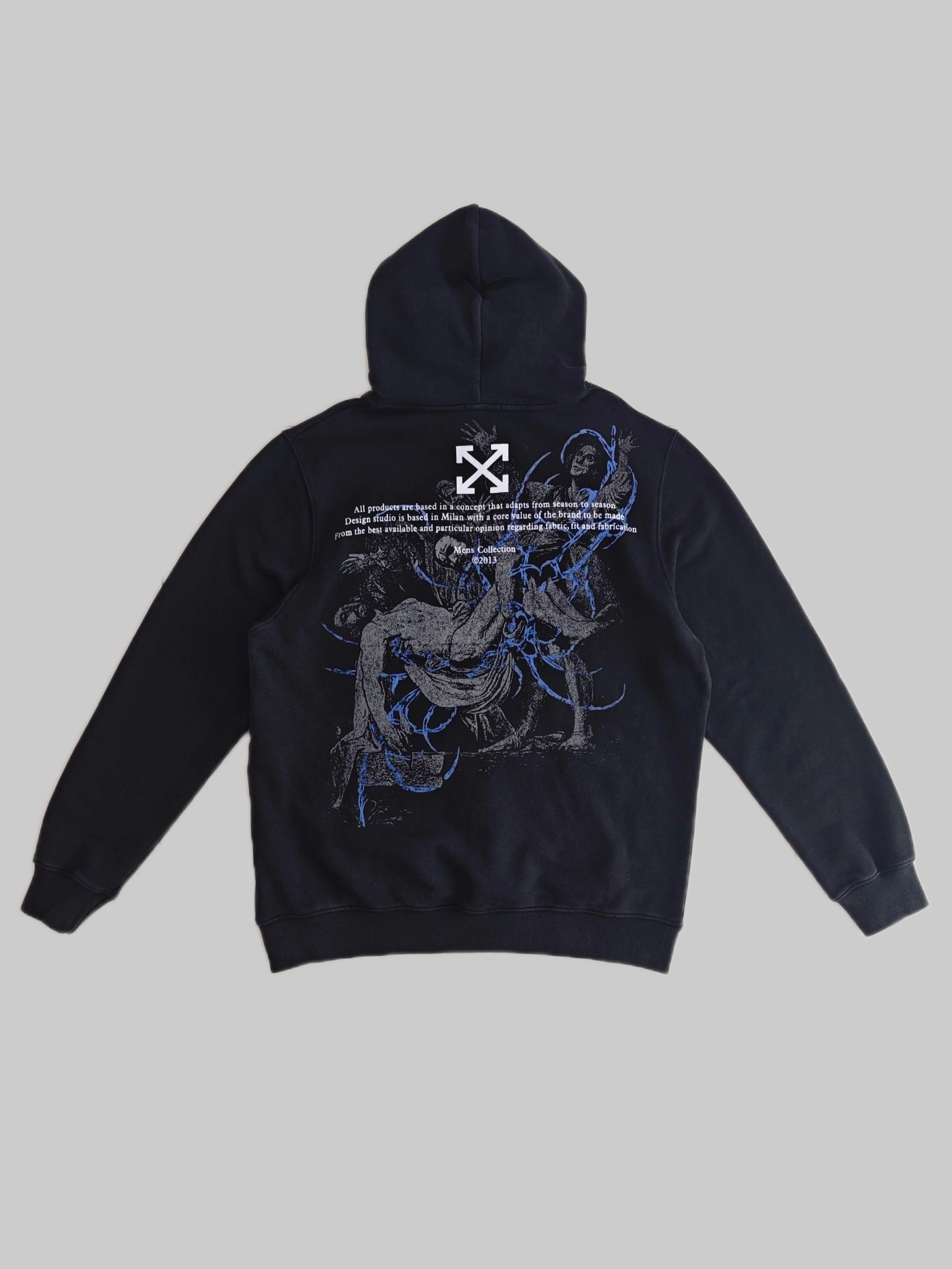 Gemini- Off Whit5 2025AW big cutting hoodie Cotton embroidery oversized item:E-FL29K2101F