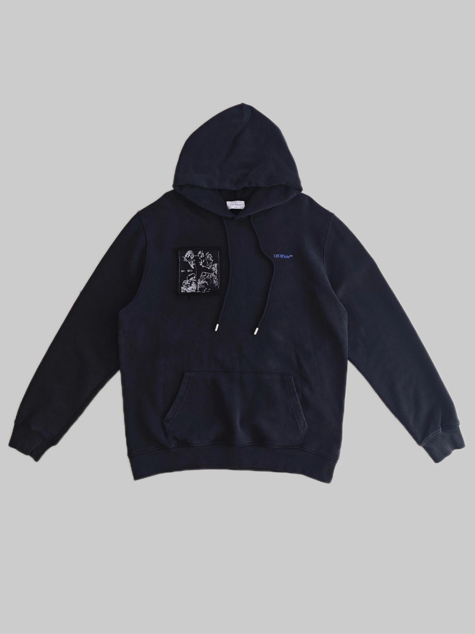 Gemini- Off Whit5 2025AW big cutting hoodie Cotton embroidery oversized item:E-FL29K2101F